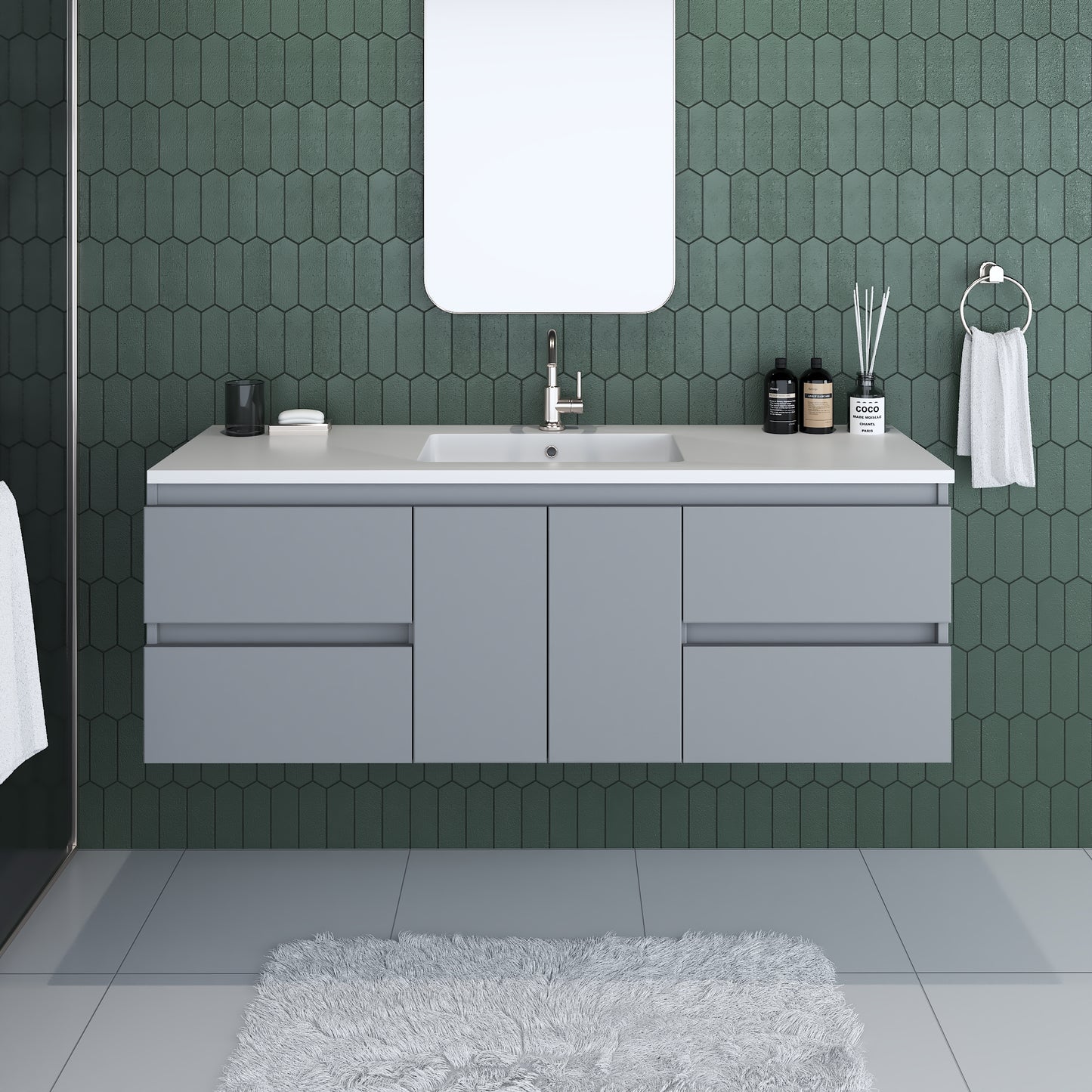 Salt 60" Single Sink Bathroom Vanity with integrated counter top