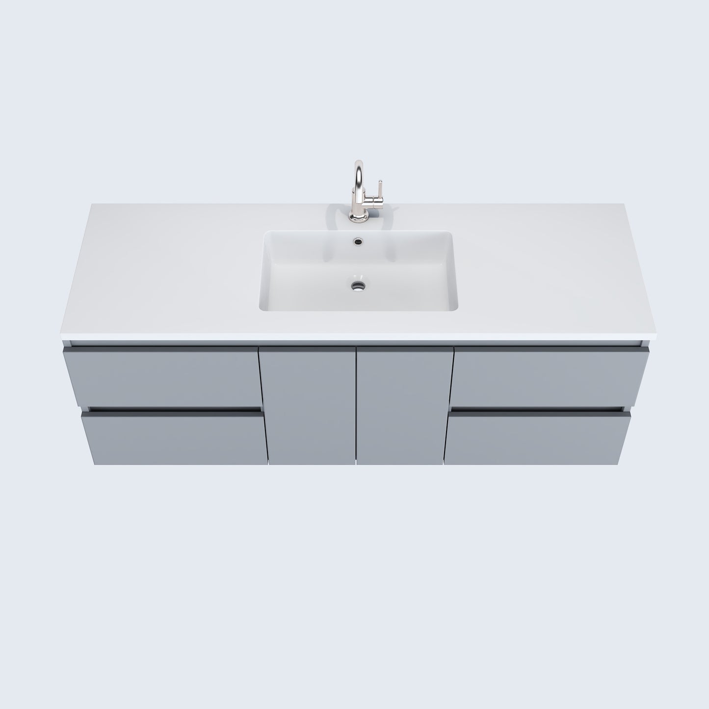 Salt 60" Single Sink Bathroom Vanity with integrated counter top