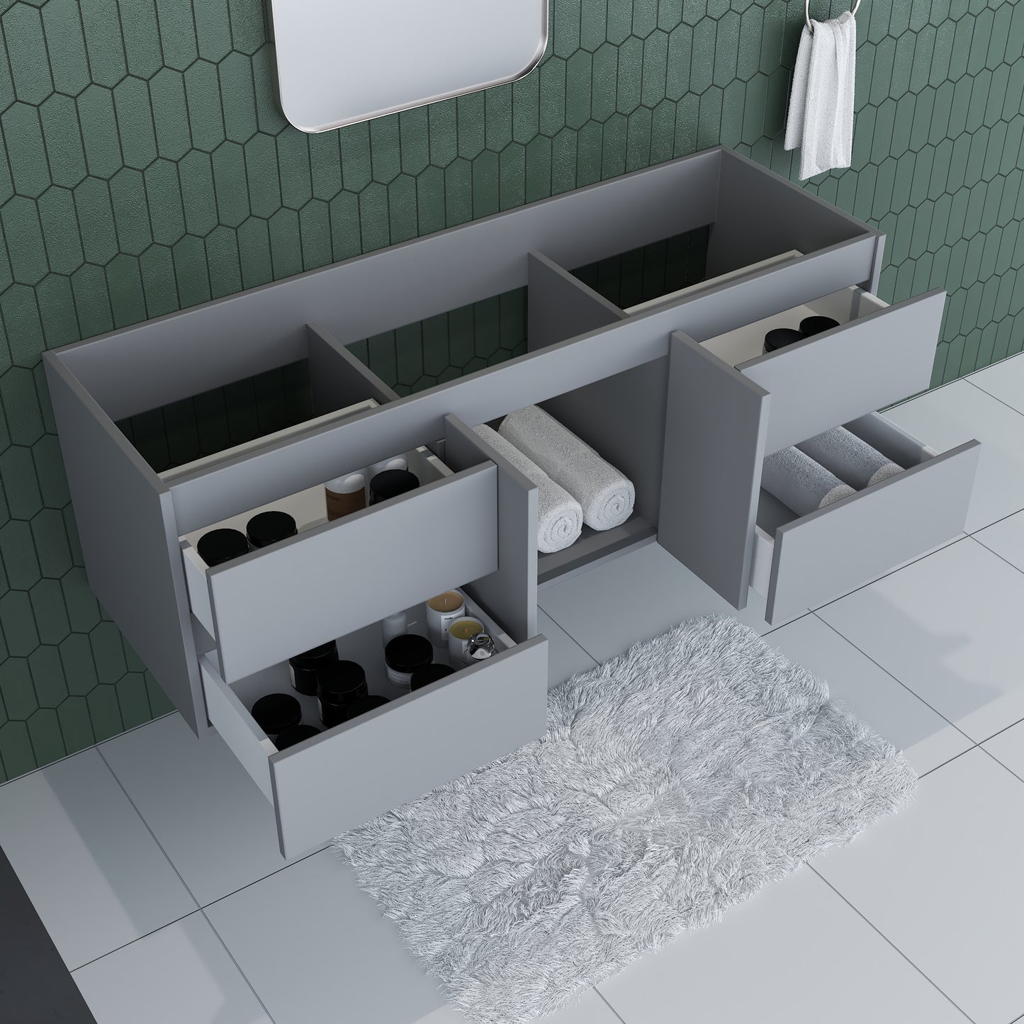 Salt 60" Double Sink Bathroom Vanity Cabinet Only