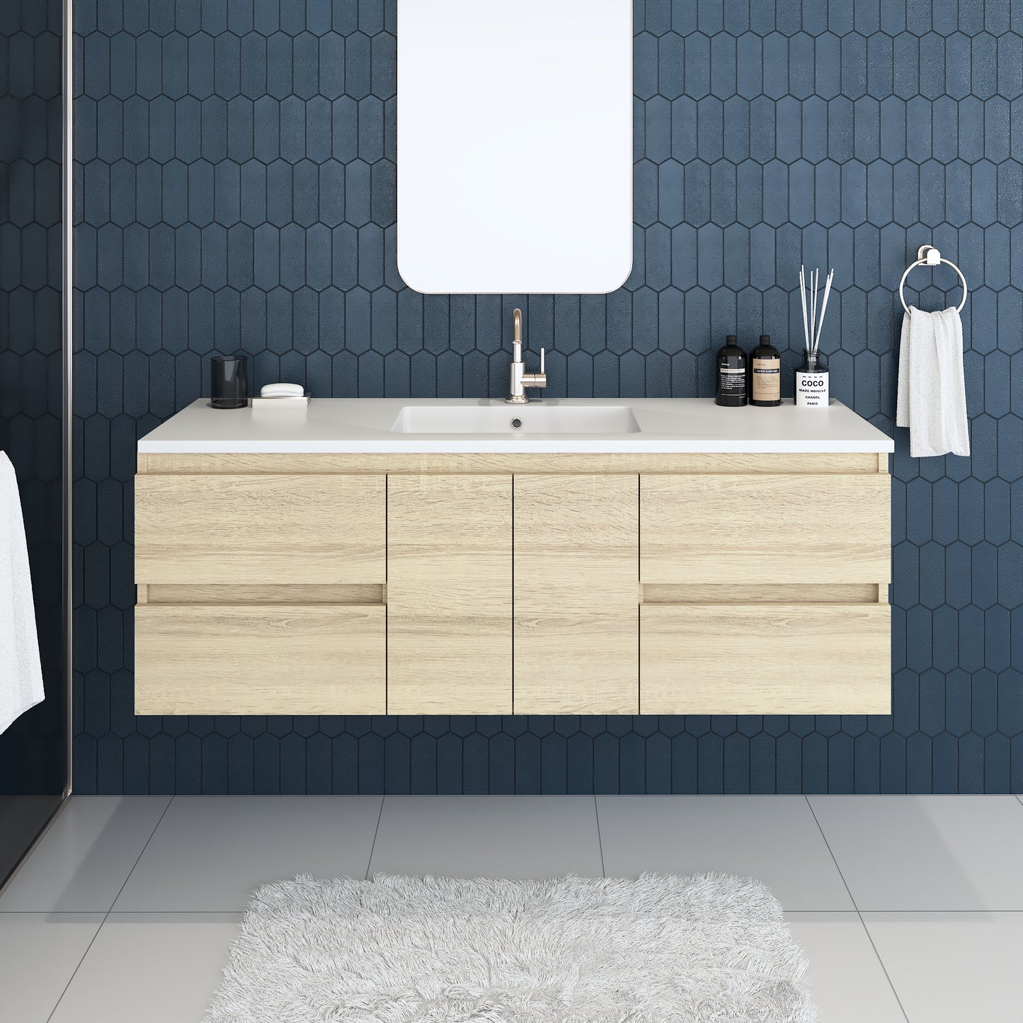 Salt 60" Single Sink Bathroom Vanity with integrated counter top