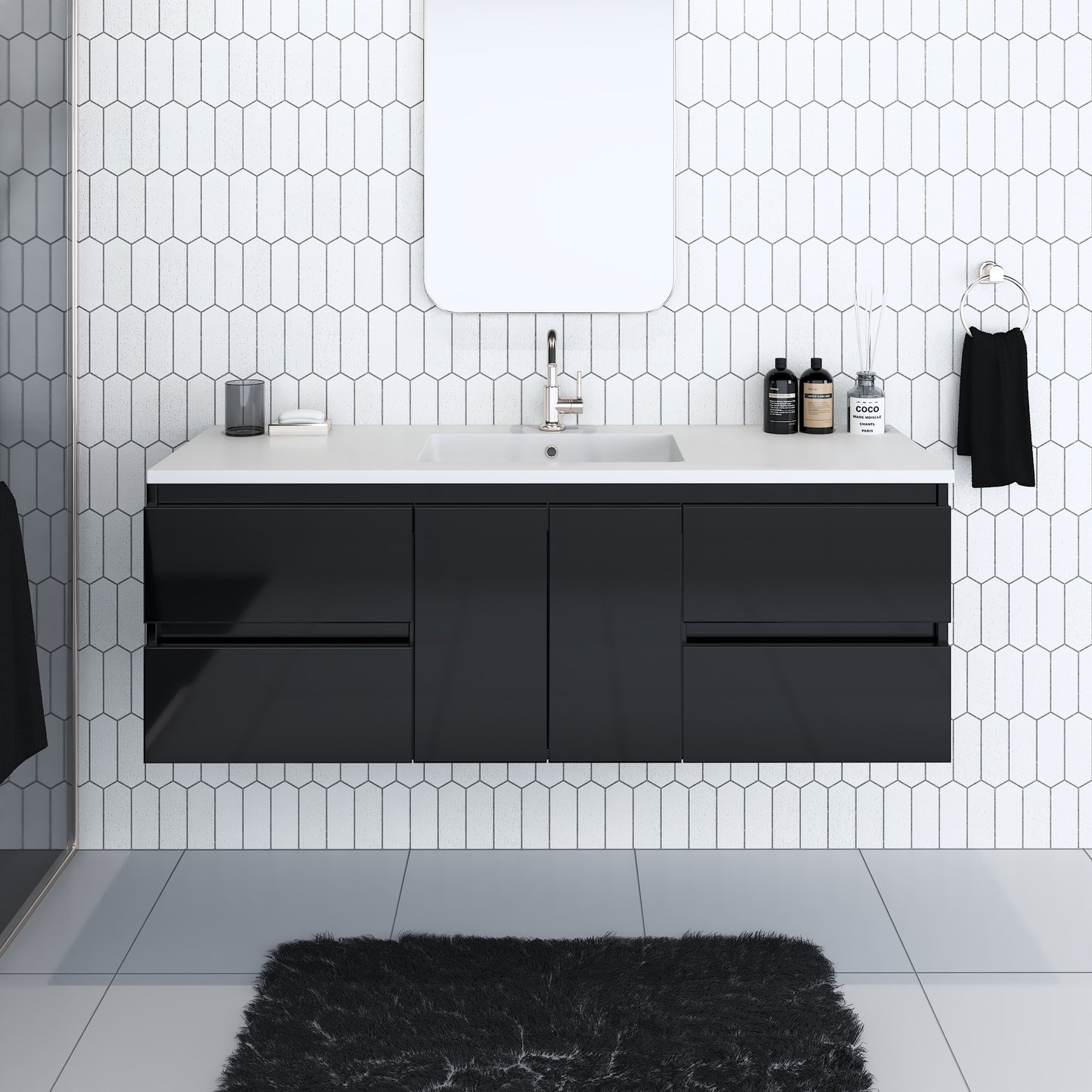 Salt 60" Single Sink Bathroom Vanity with integrated counter top