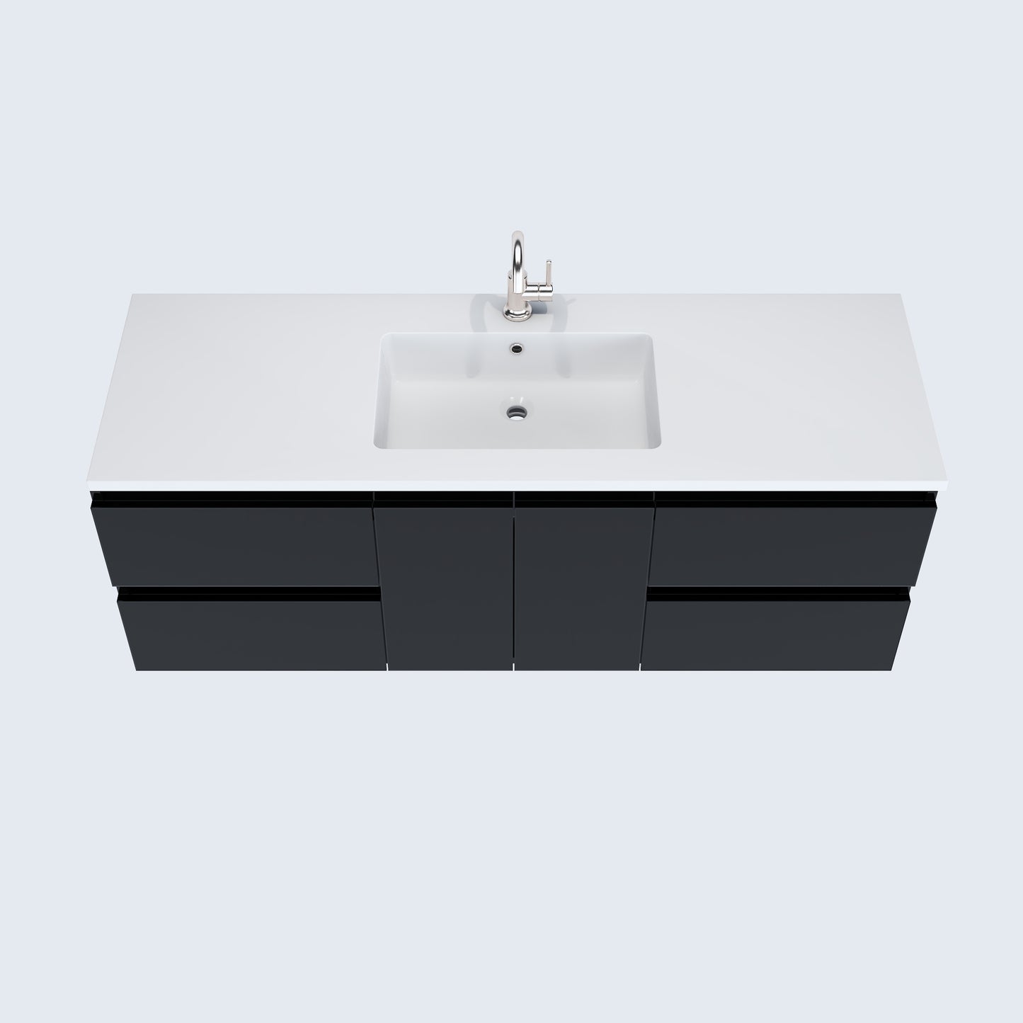 Salt 60" Single Sink Bathroom Vanity with integrated counter top