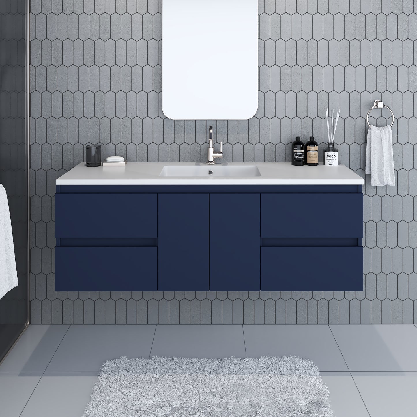 Salt 60" Single Sink Bathroom Vanity with integrated counter top