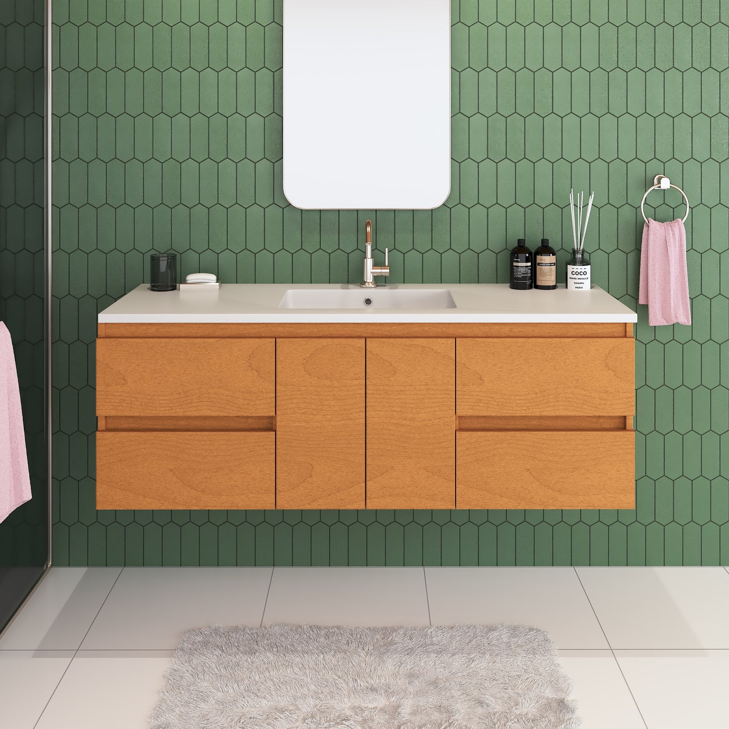 Salt 60" Single Sink Bathroom Vanity with integrated counter top