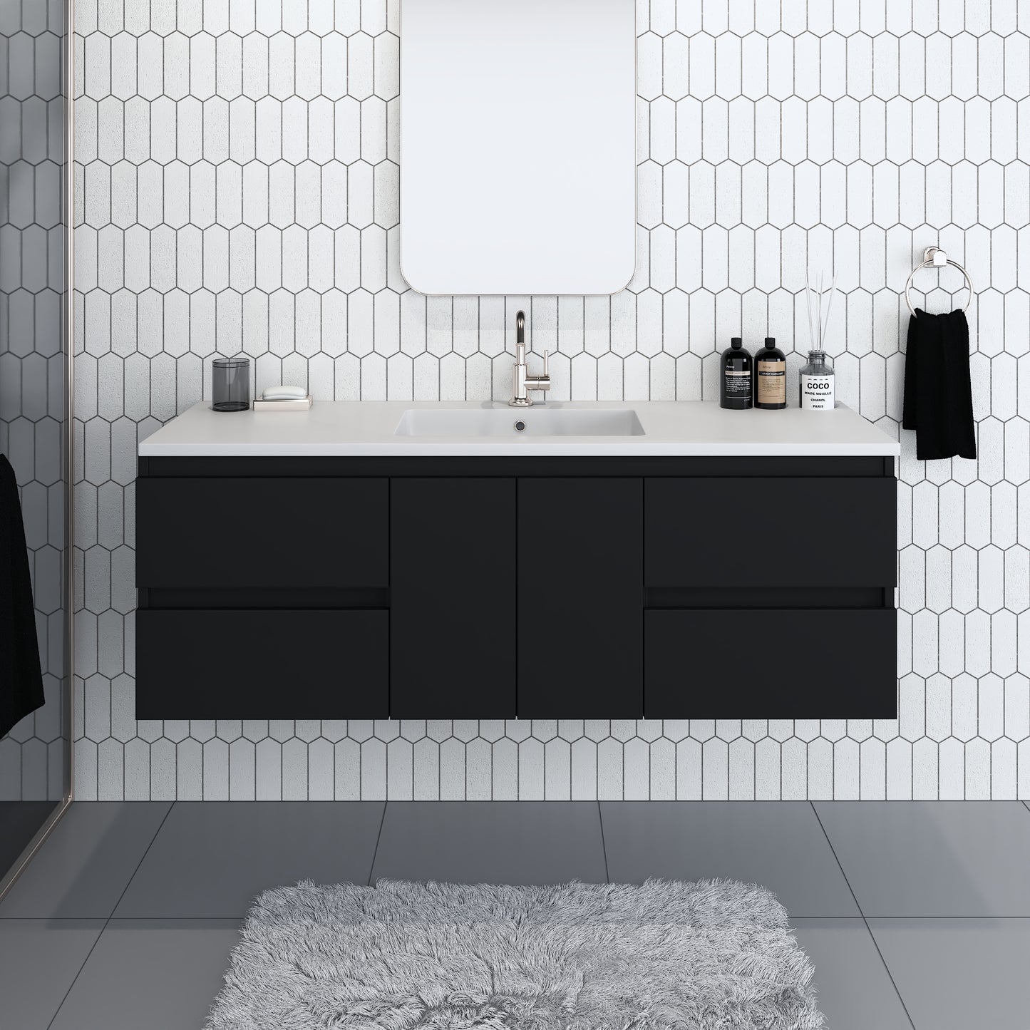 Salt 60" Single Sink Bathroom Vanity with integrated counter top