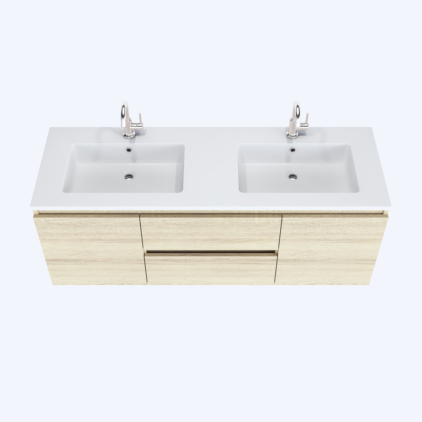 Salt 60" Double SInk Bathroom Vanity with integrated counter top