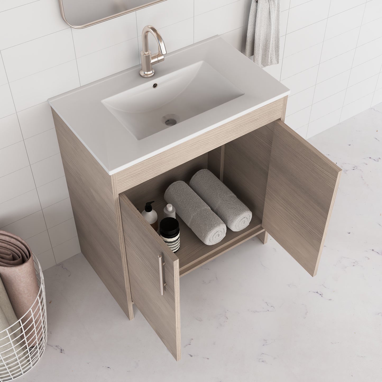 Villa 30" Bathroom Vanity with Ceramic integrated counter top
