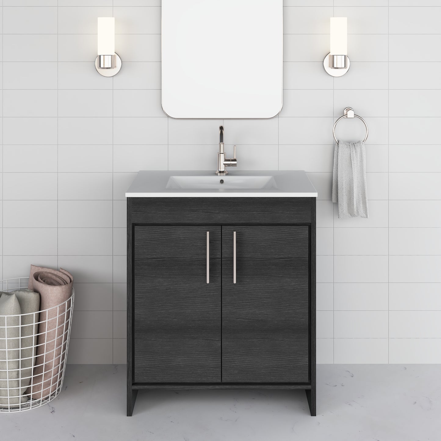 Villa 30" Bathroom Vanity with Ceramic integrated counter top
