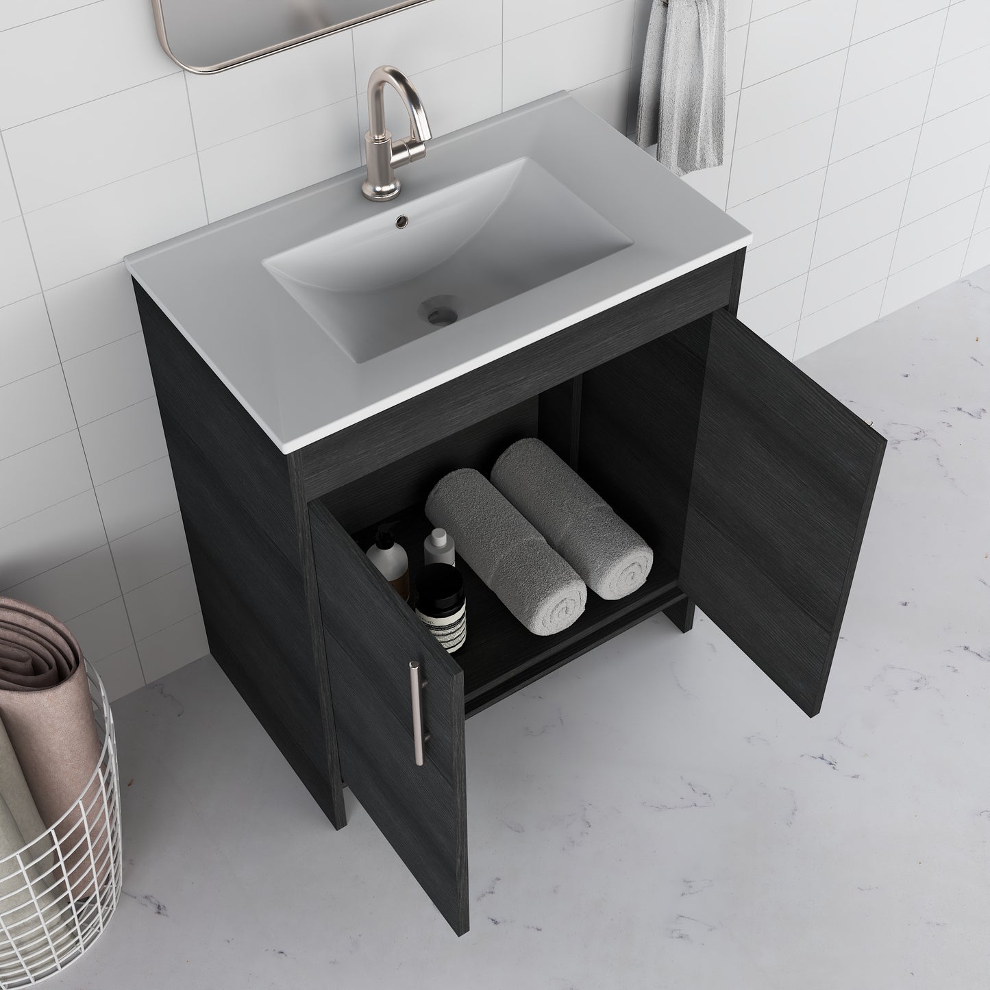 Villa 30" Bathroom Vanity with Ceramic integrated counter top