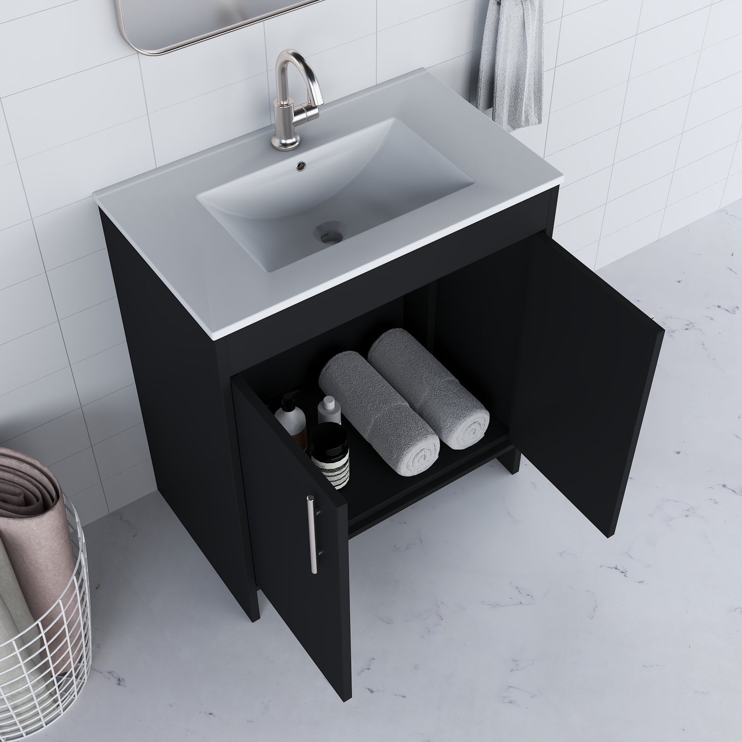 Villa 30" Bathroom Vanity with Ceramic integrated counter top