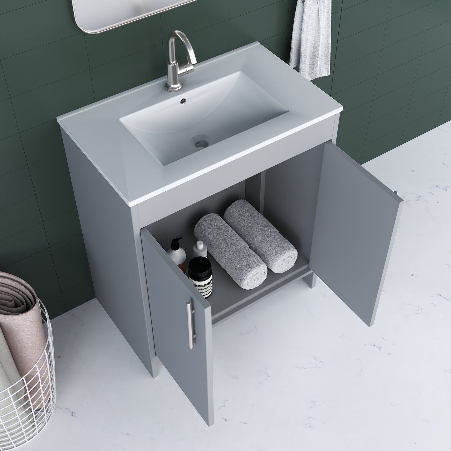 Villa 30" Bathroom Vanity with Ceramic integrated counter top