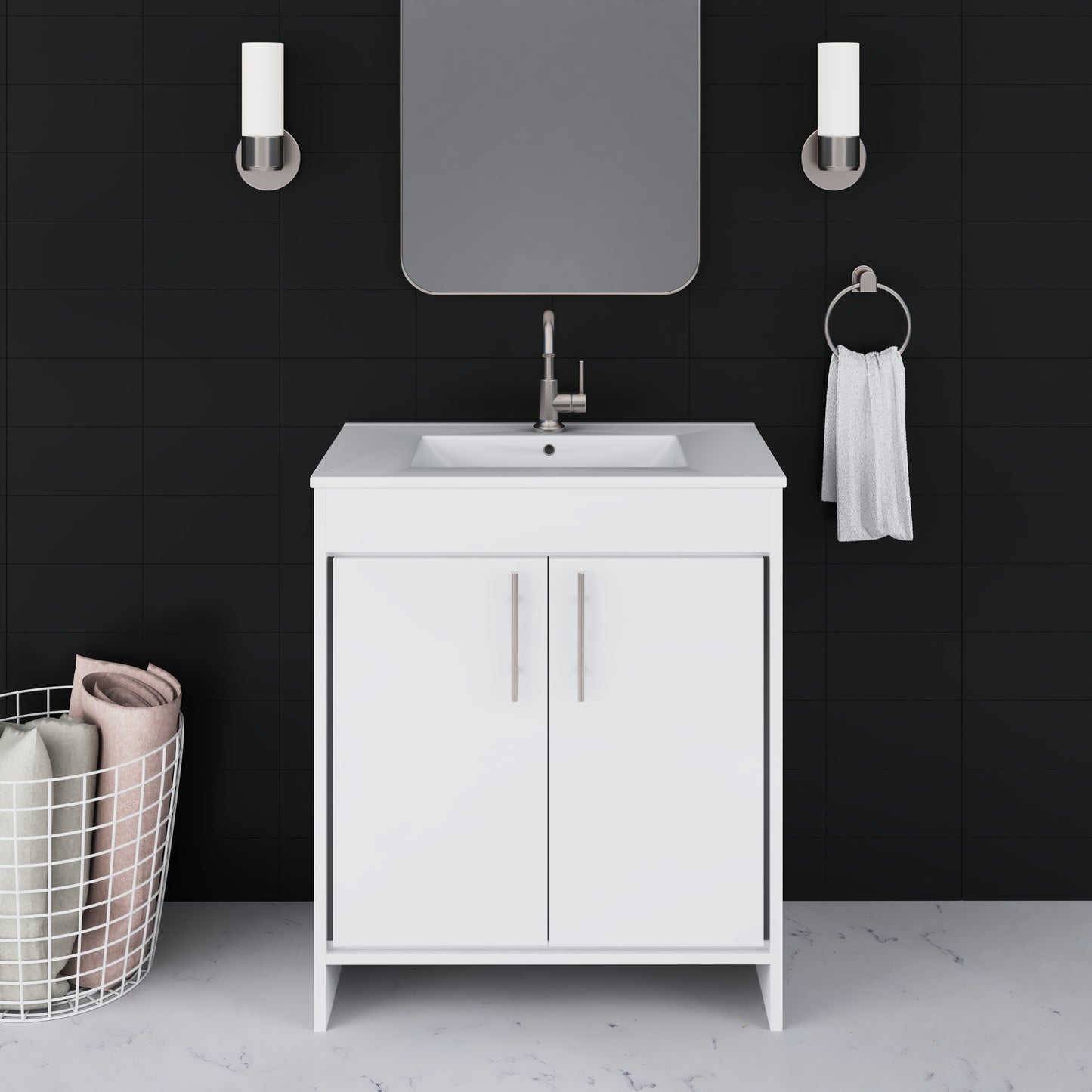 Villa 30" Bathroom Vanity with Ceramic integrated counter top
