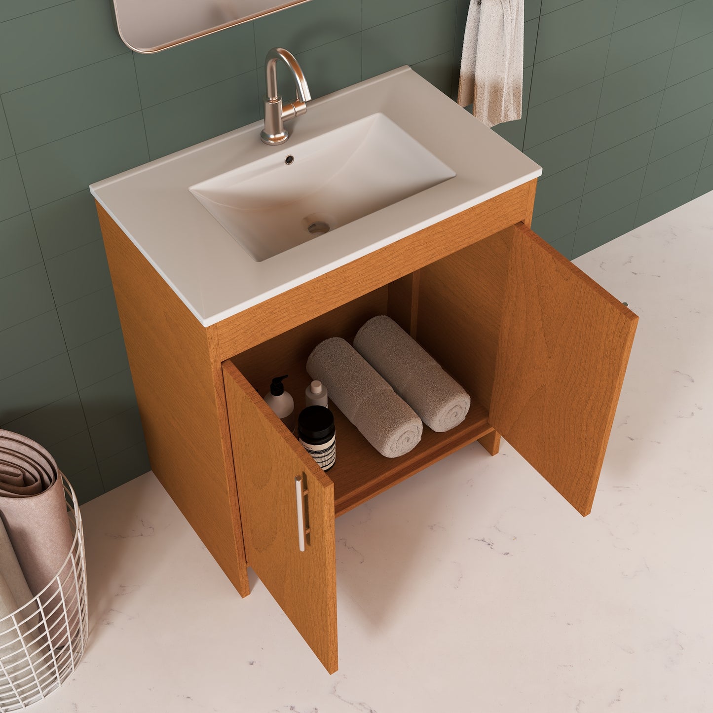 Villa 30" Bathroom Vanity with Ceramic integrated counter top