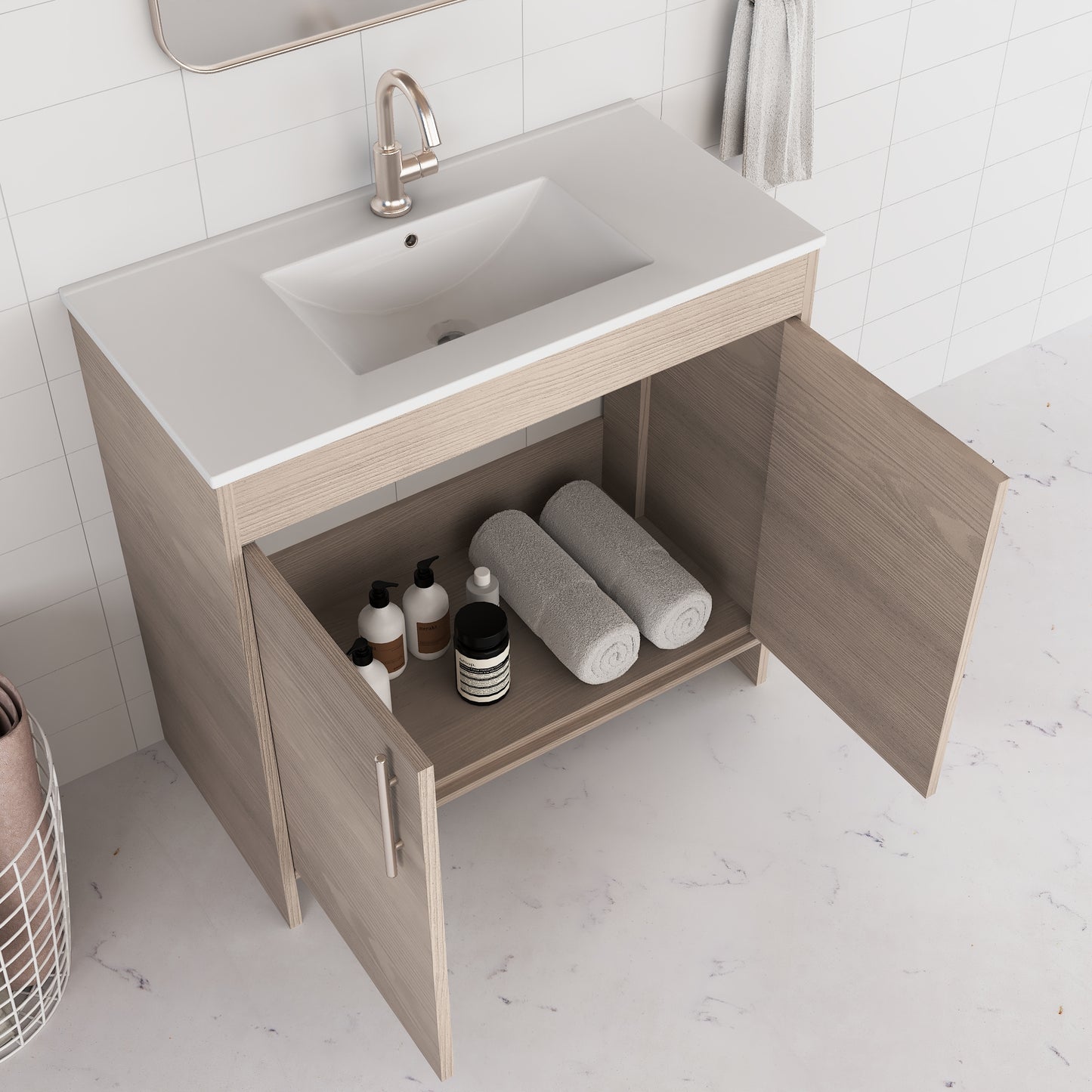 Villa 36" Bathroom Vanity with Ceramic integrated counter top