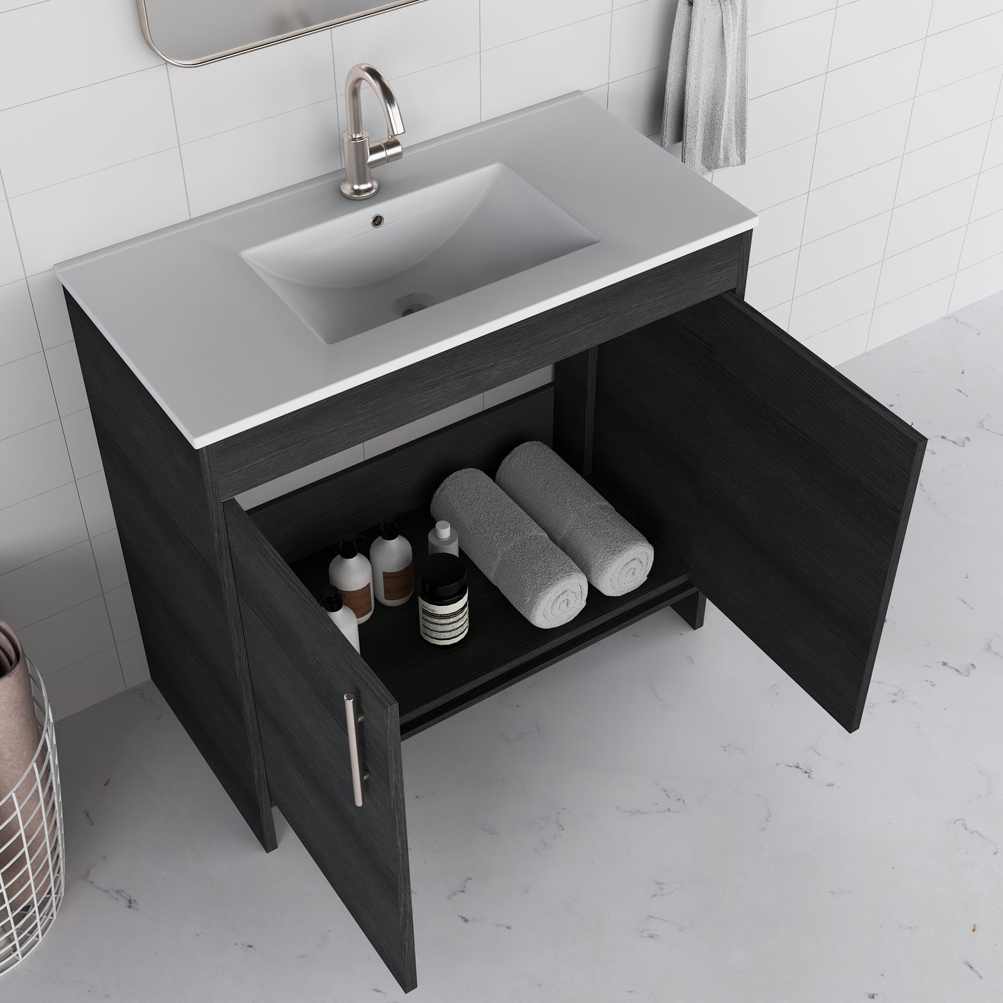 Villa 36" Bathroom Vanity with Ceramic integrated counter top