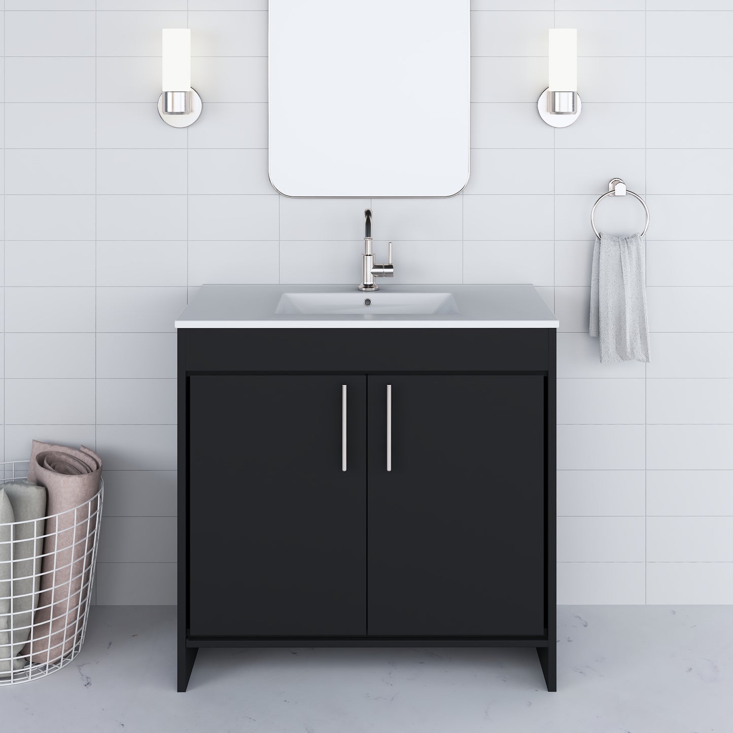 Villa 36" Bathroom Vanity with Ceramic integrated counter top