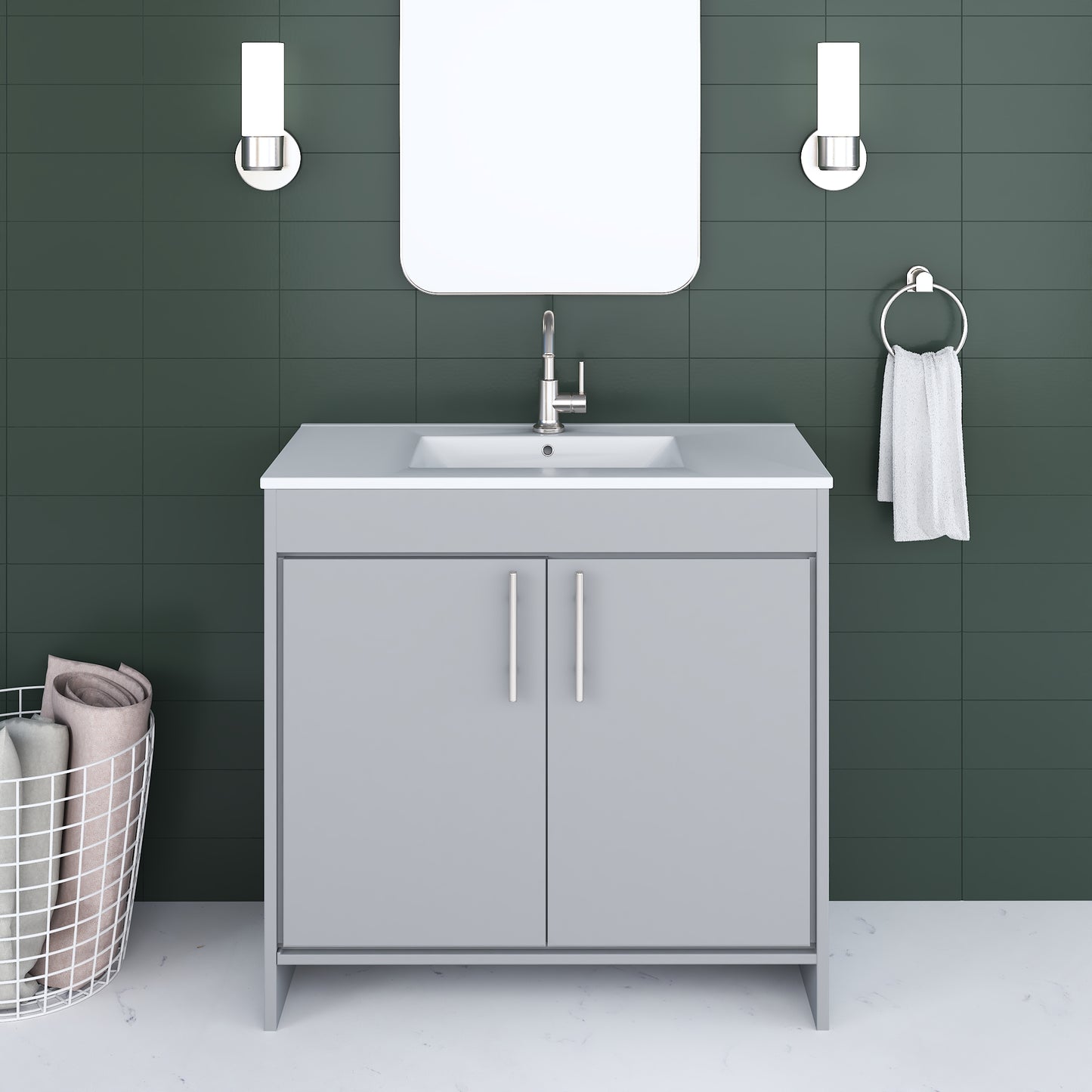Villa 36" Bathroom Vanity with Ceramic integrated counter top