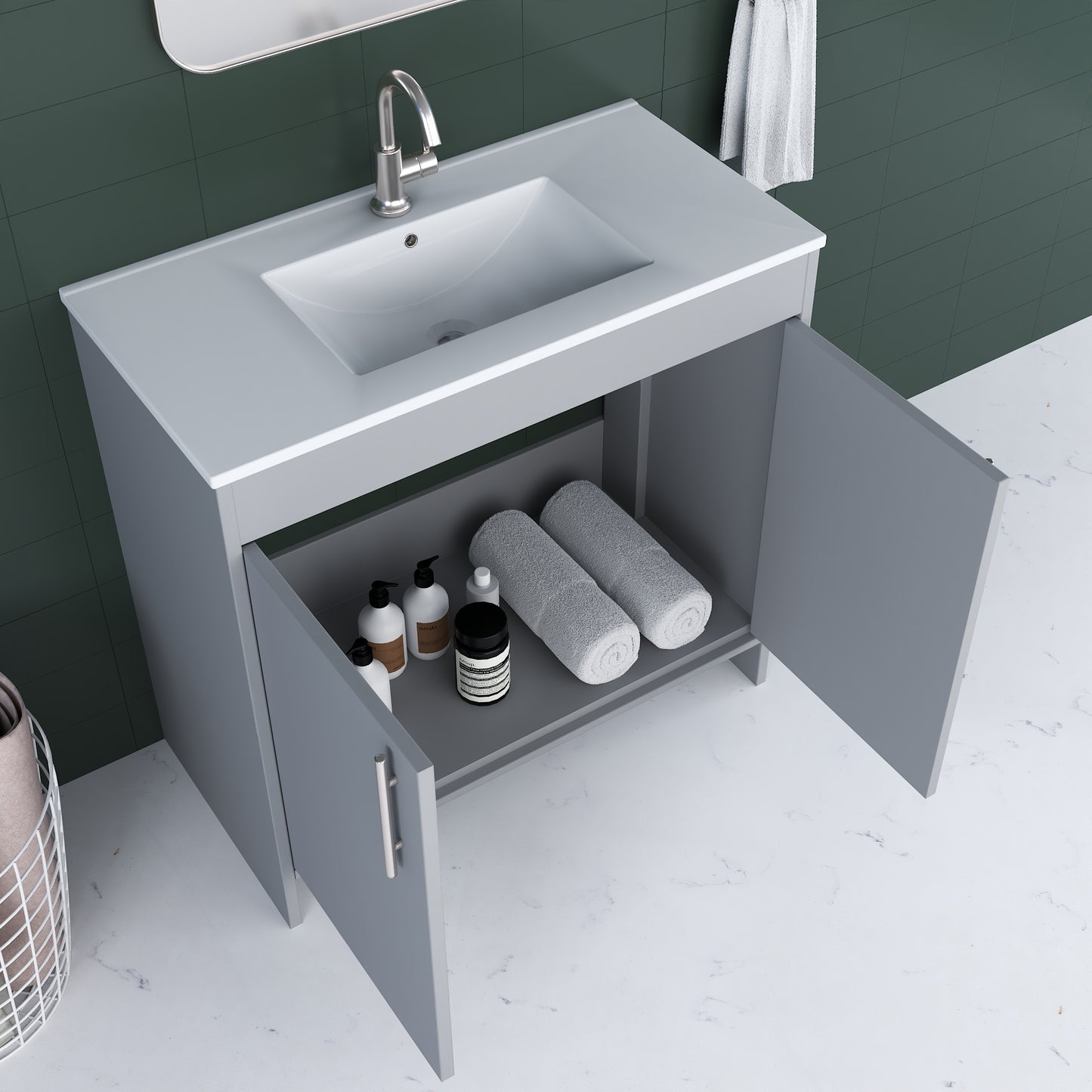 Villa 36" Bathroom Vanity with Ceramic integrated counter top