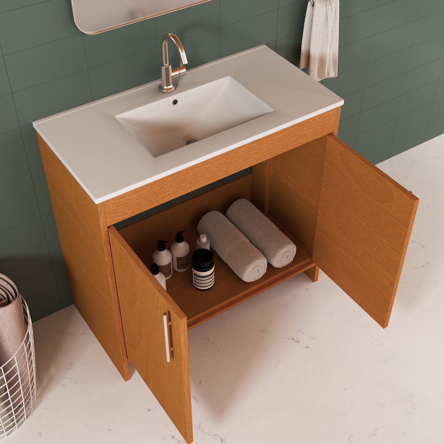 Villa 36" Bathroom Vanity with Ceramic integrated counter top