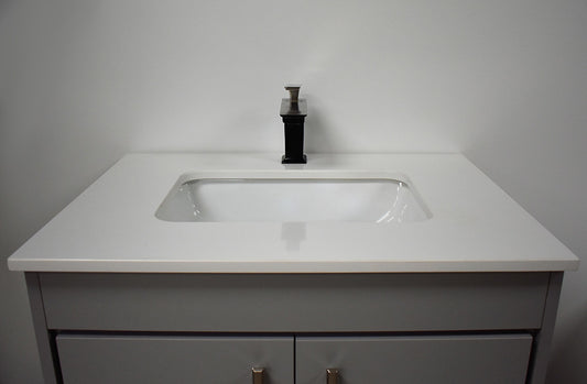 White Microstone Top w/Single Ceramic Sink