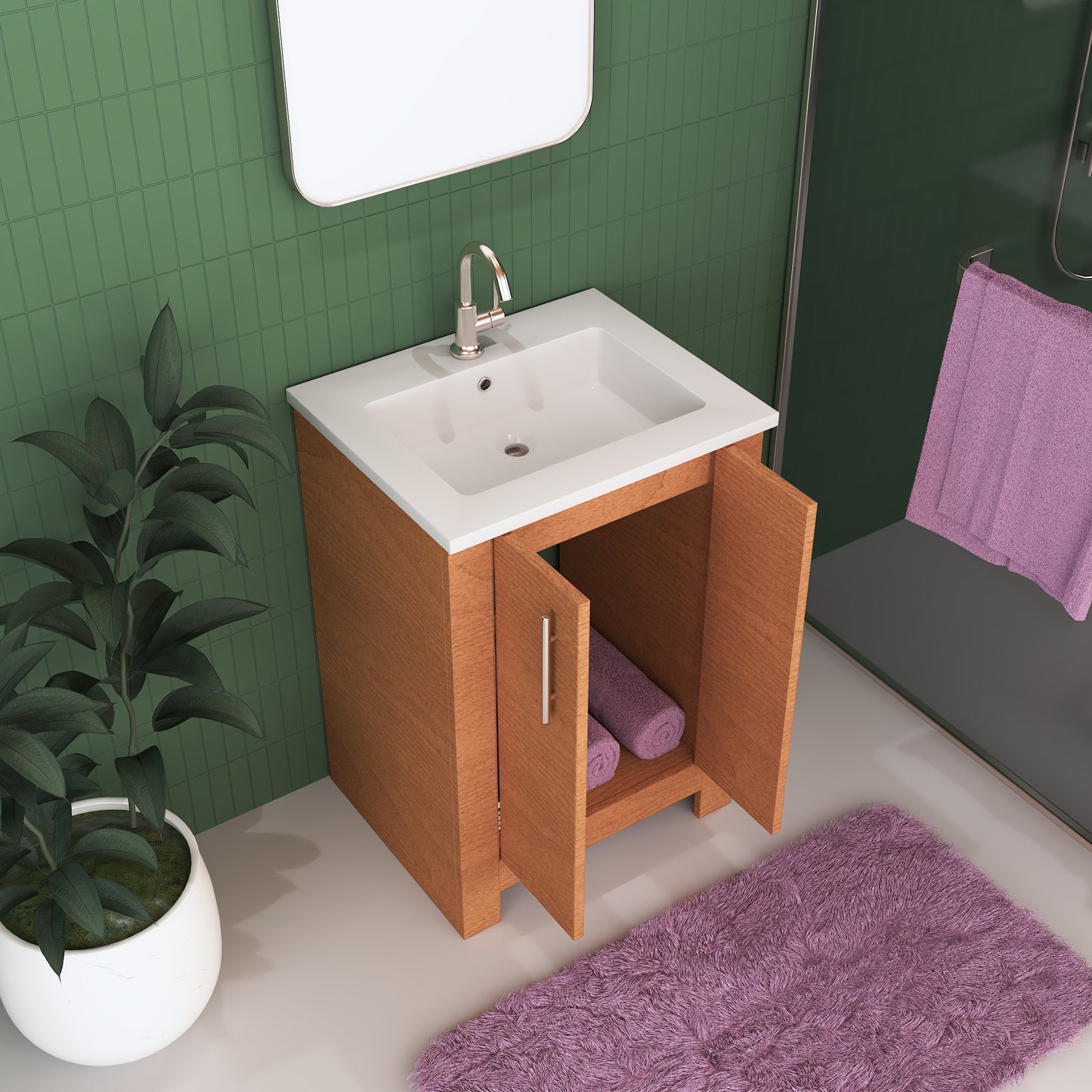 Austin 24" Bathroom Vanity with Acrylic integrated counter top