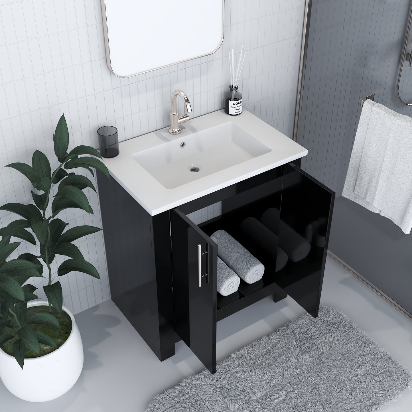 Austin 30" Bathroom Vanity with Acrylic integrated counter top