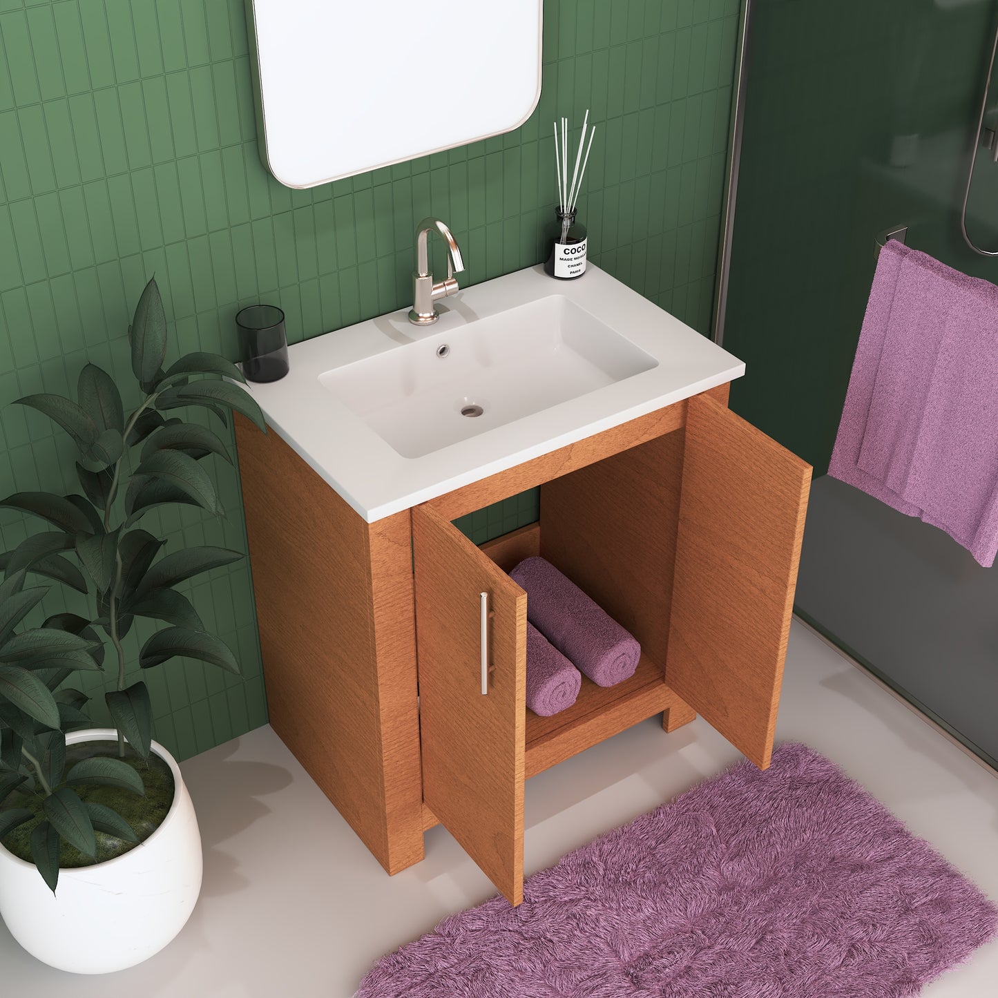 Austin 30" Bathroom Vanity with Acrylic integrated counter top