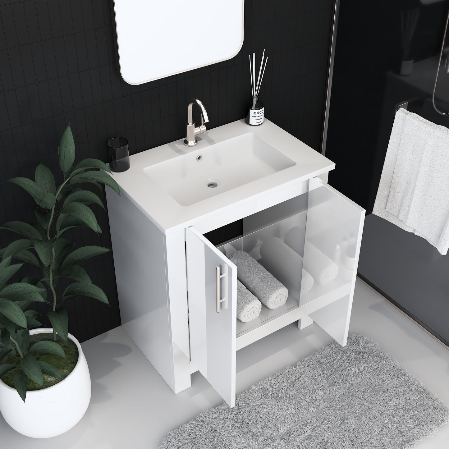 Austin 30" Bathroom Vanity with Acrylic integrated counter top