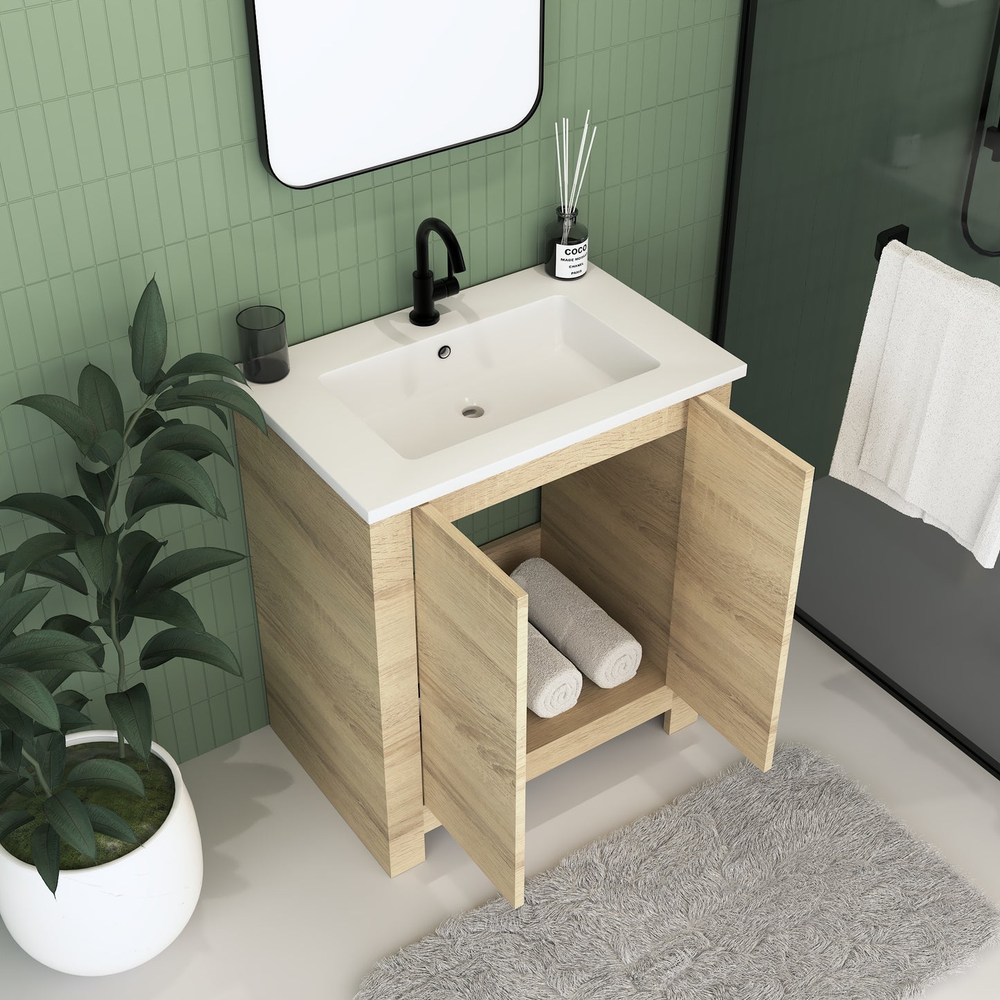 Austin 30" Bathroom Vanity with Acrylic integrated counter top