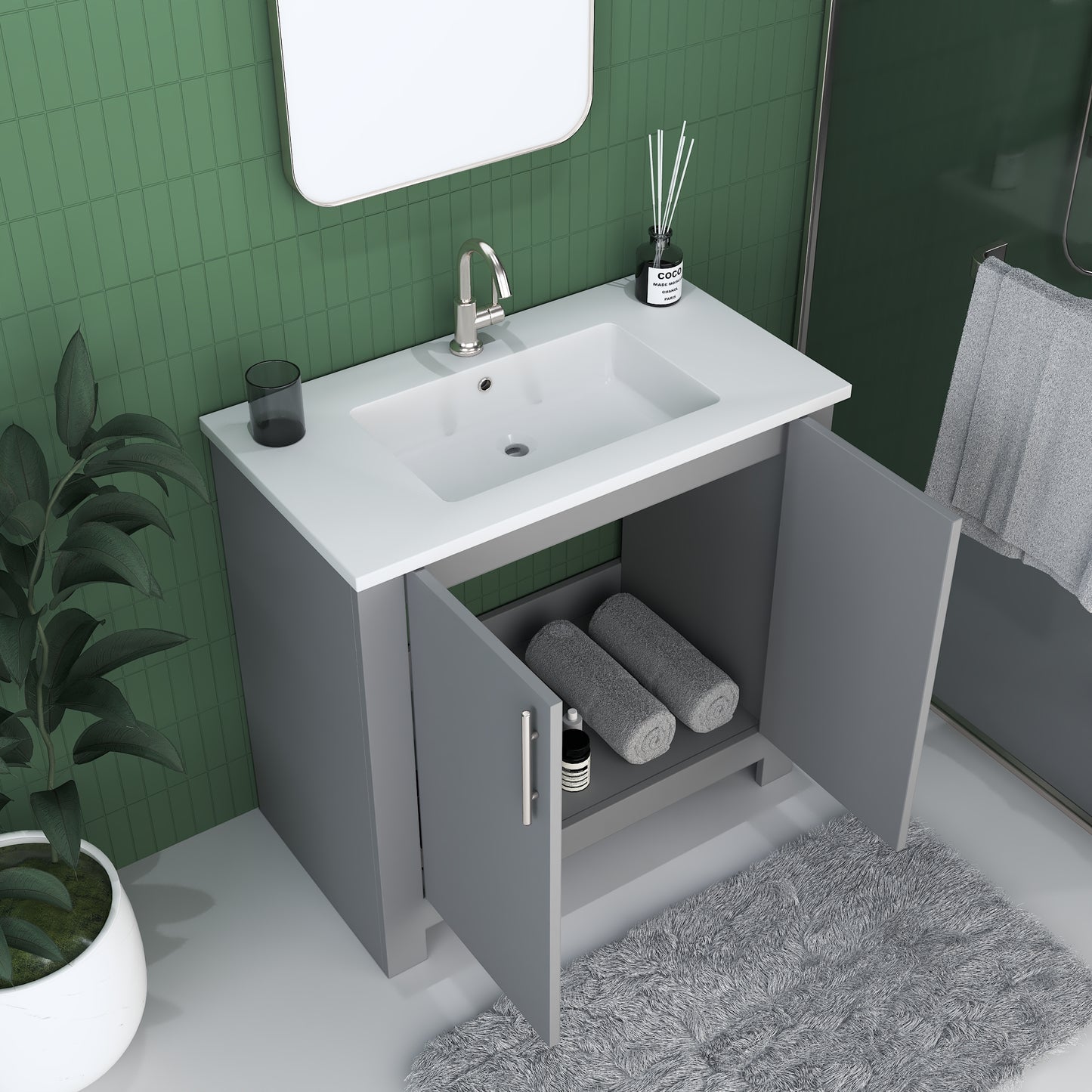 Austin 36" Bathroom Vanity with Acrylic integrated counter top