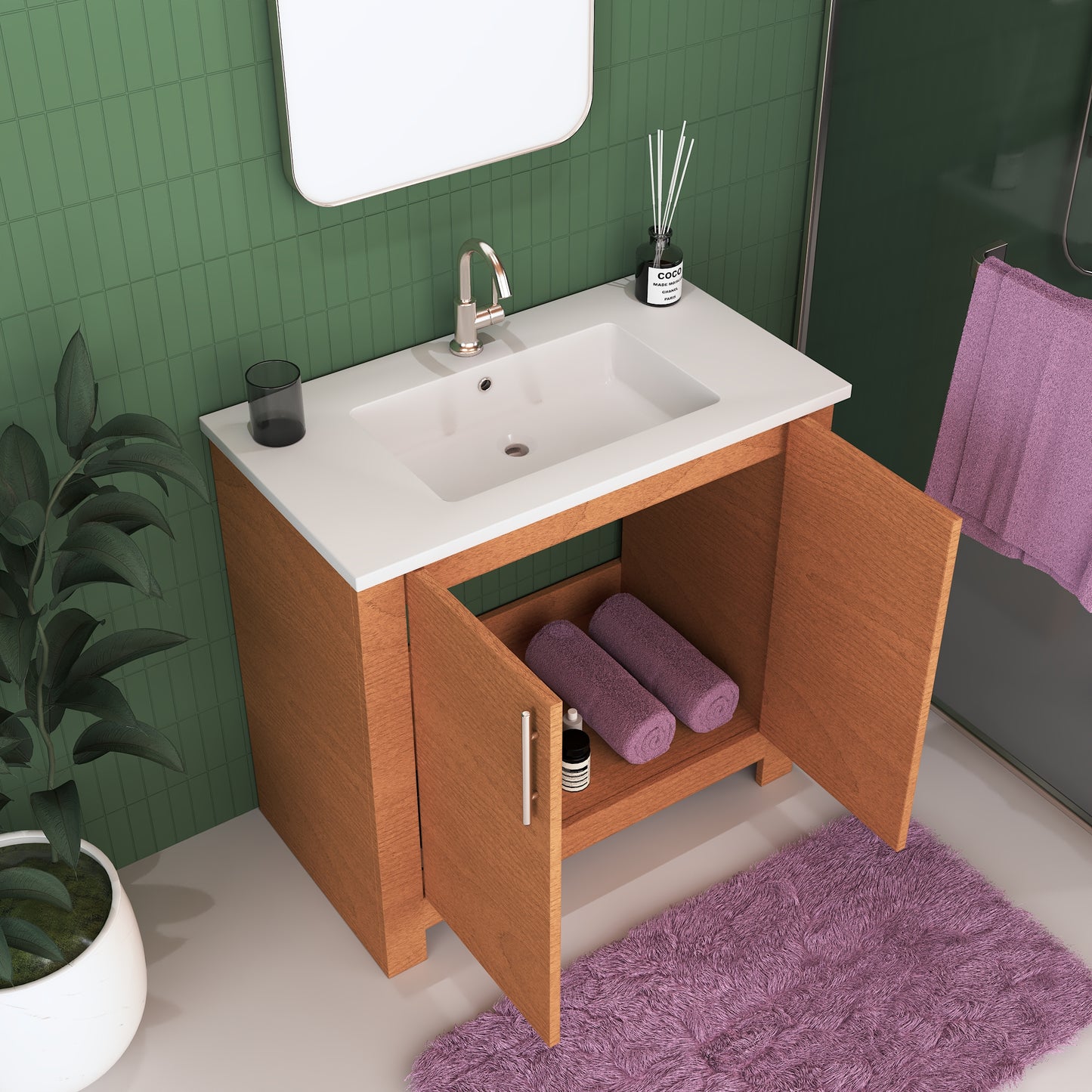 Austin 36" Bathroom Vanity with Acrylic integrated counter top