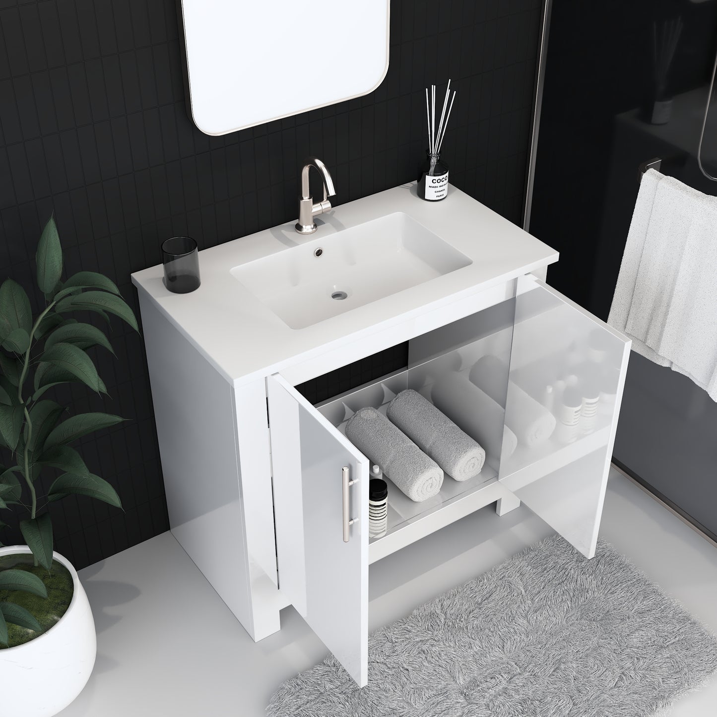 Austin 36" Bathroom Vanity with Acrylic integrated counter top