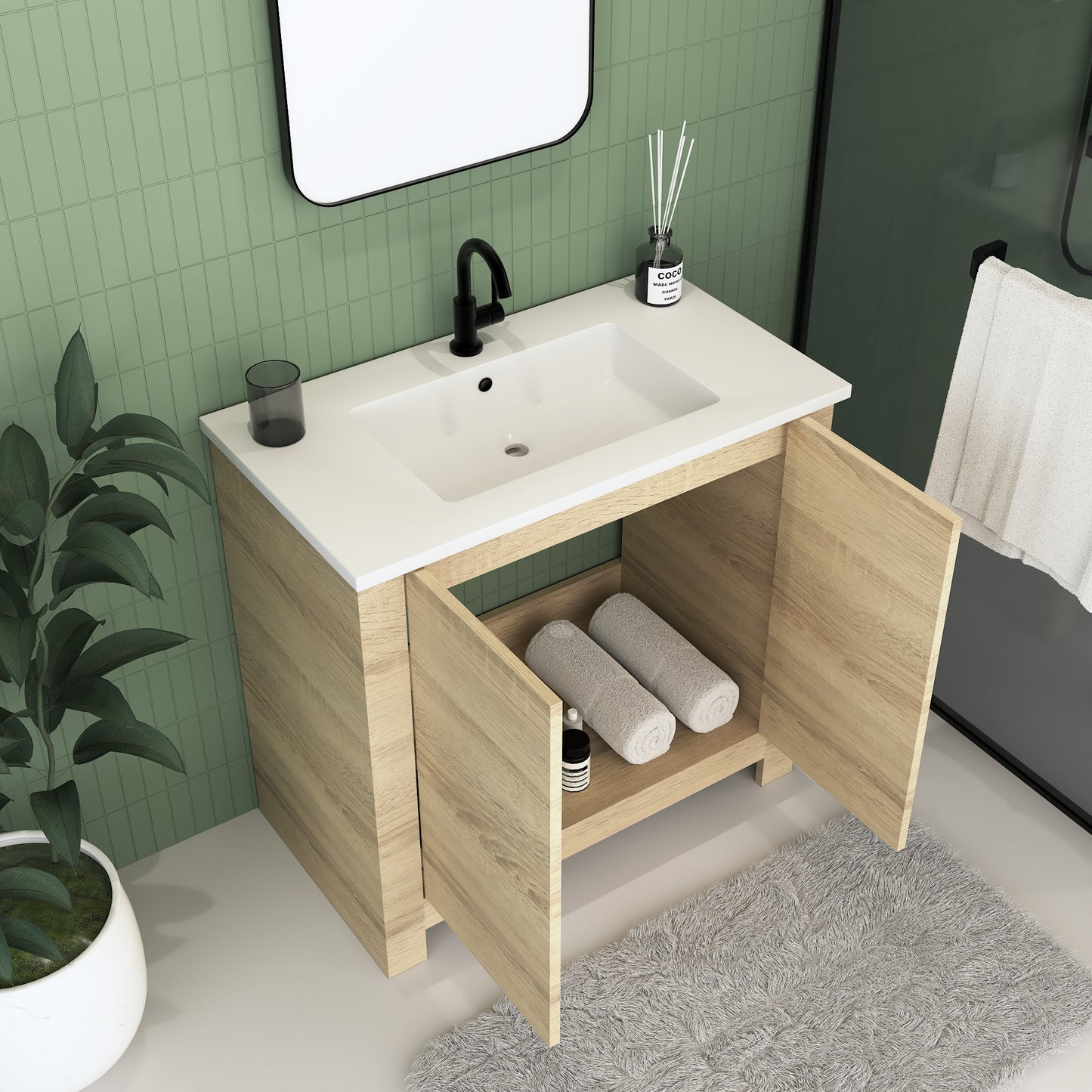 Austin 36" Bathroom Vanity with Acrylic integrated counter top