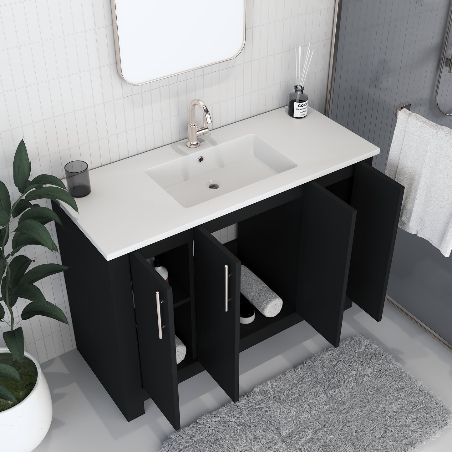 Austin 48" Bathroom Vanity with Acrylic integrated counter top