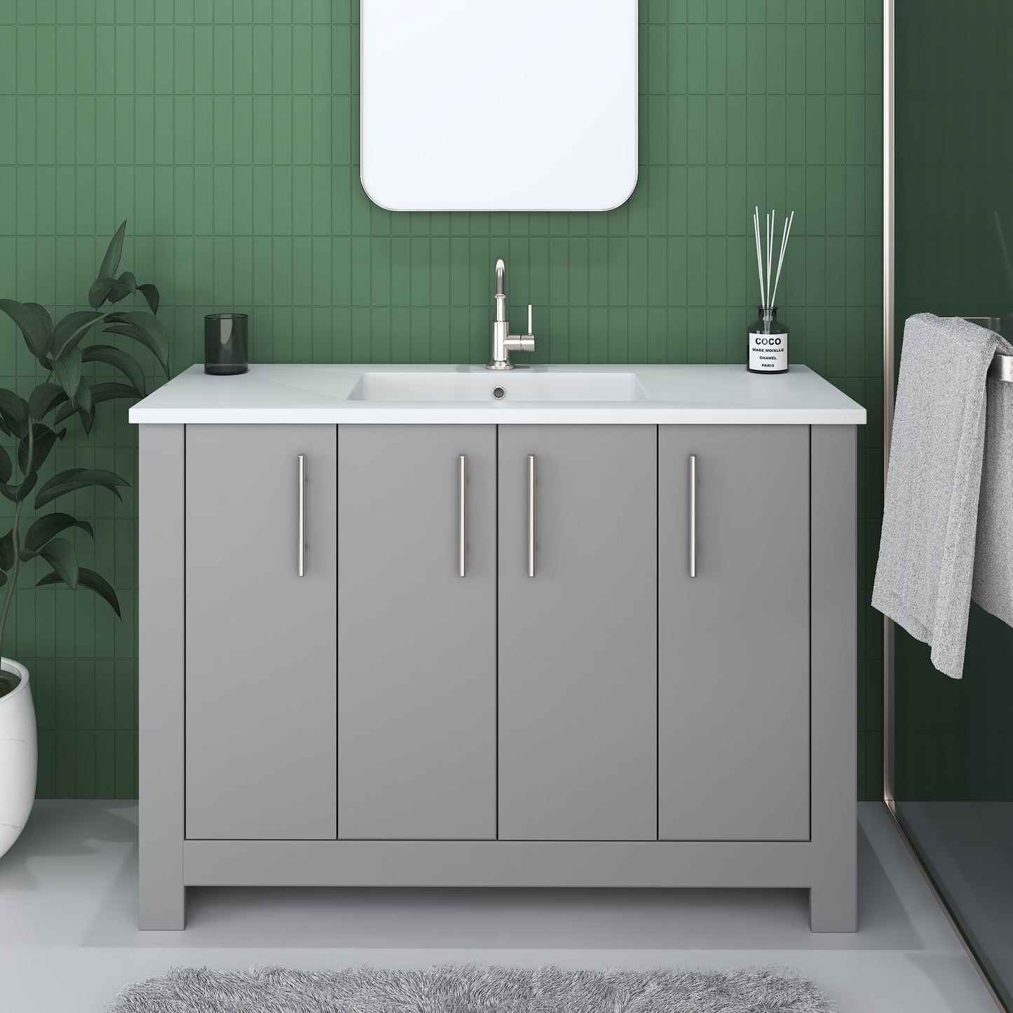 Austin 48" Bathroom Vanity with Acrylic integrated counter top