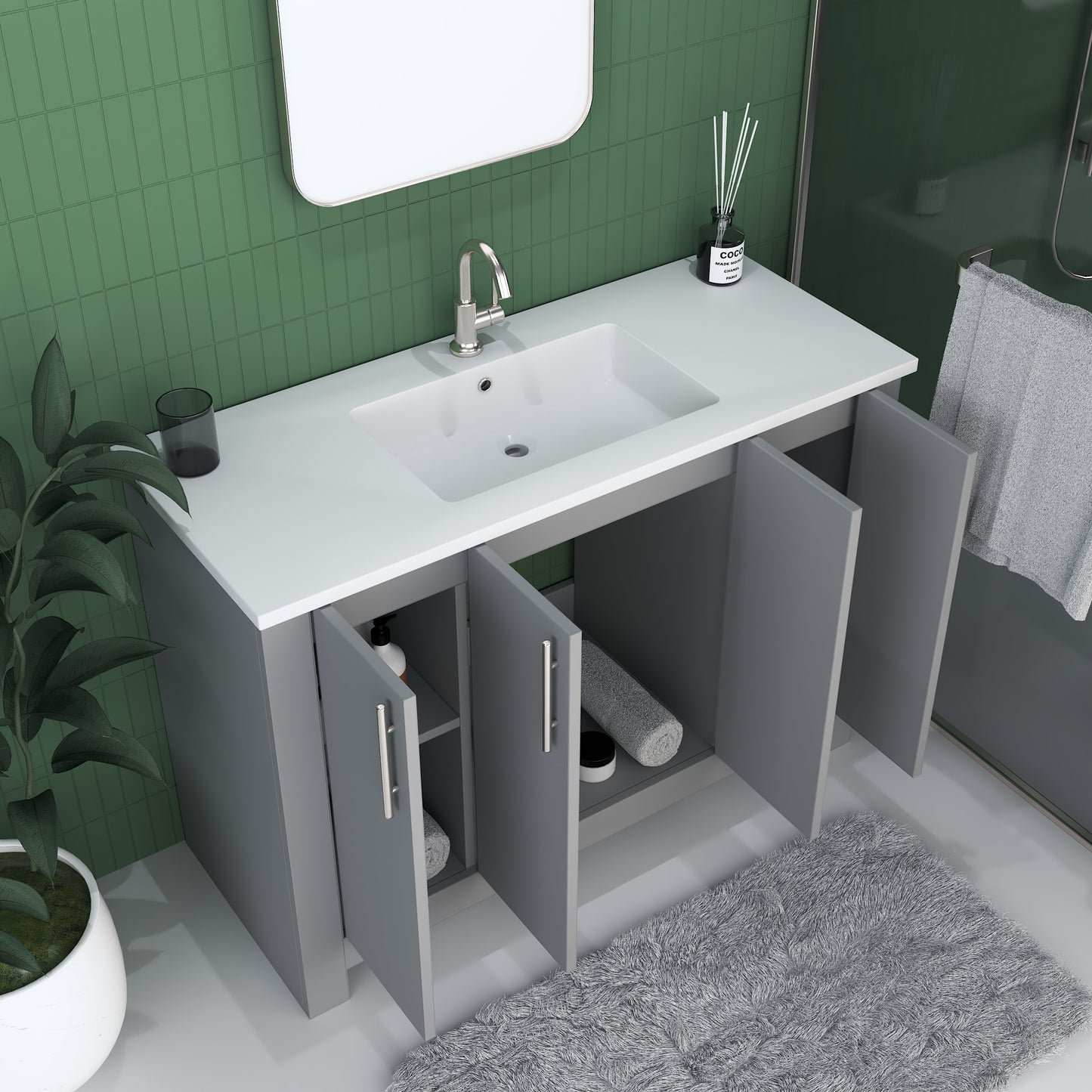 Austin 48" Bathroom Vanity with Acrylic integrated counter top