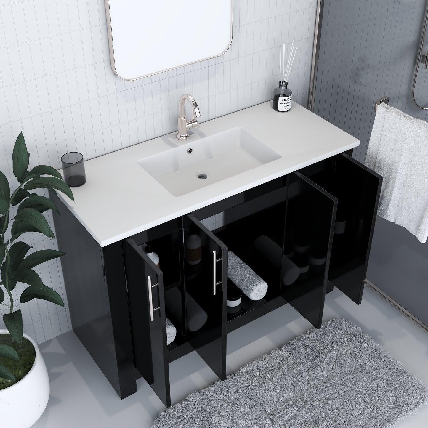 Austin 48" Bathroom Vanity with Acrylic integrated counter top