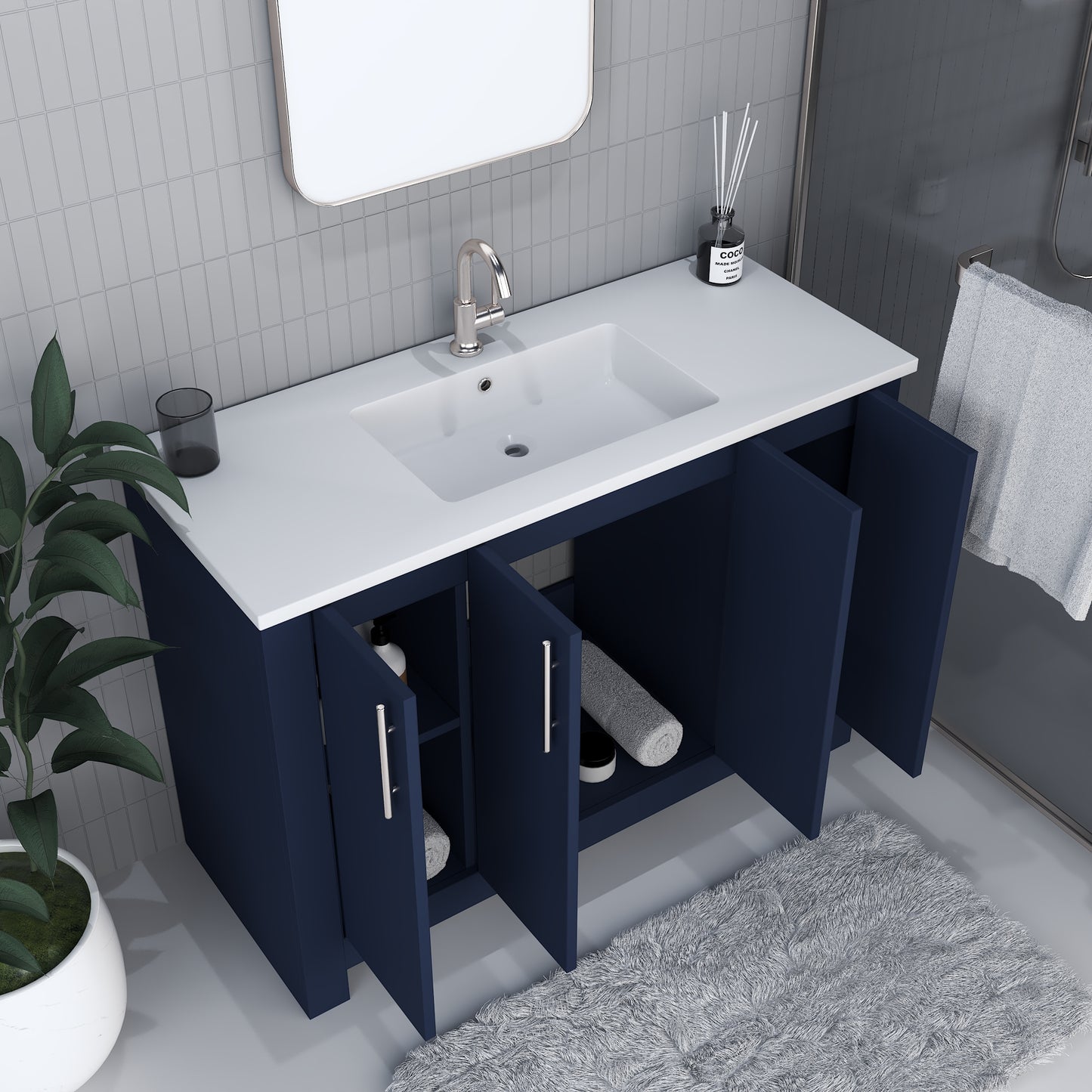 Austin 48" Bathroom Vanity with Acrylic integrated counter top