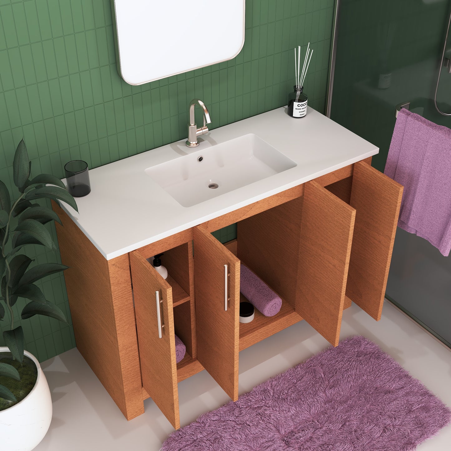 Austin 48" Bathroom Vanity with Acrylic integrated counter top