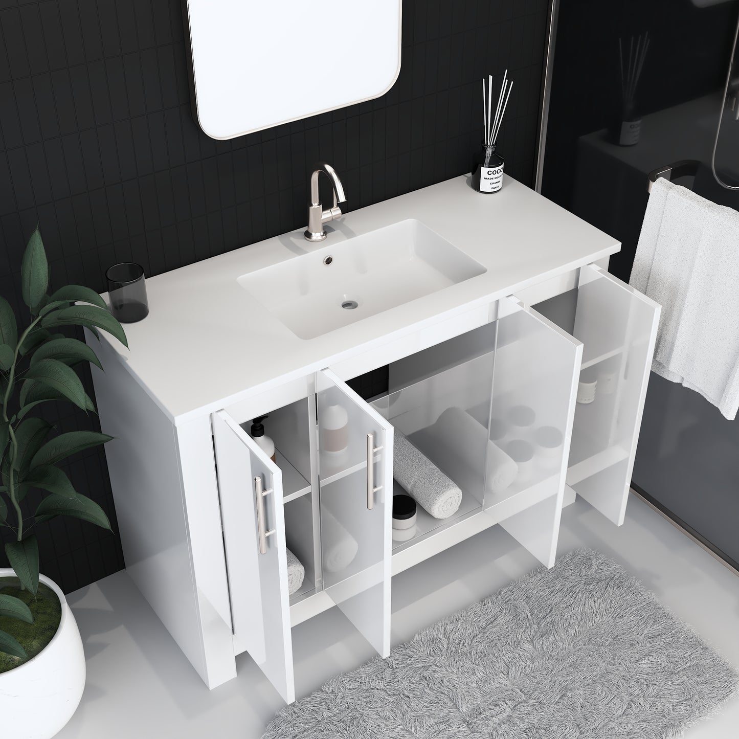 Austin 48" Bathroom Vanity with Acrylic integrated counter top