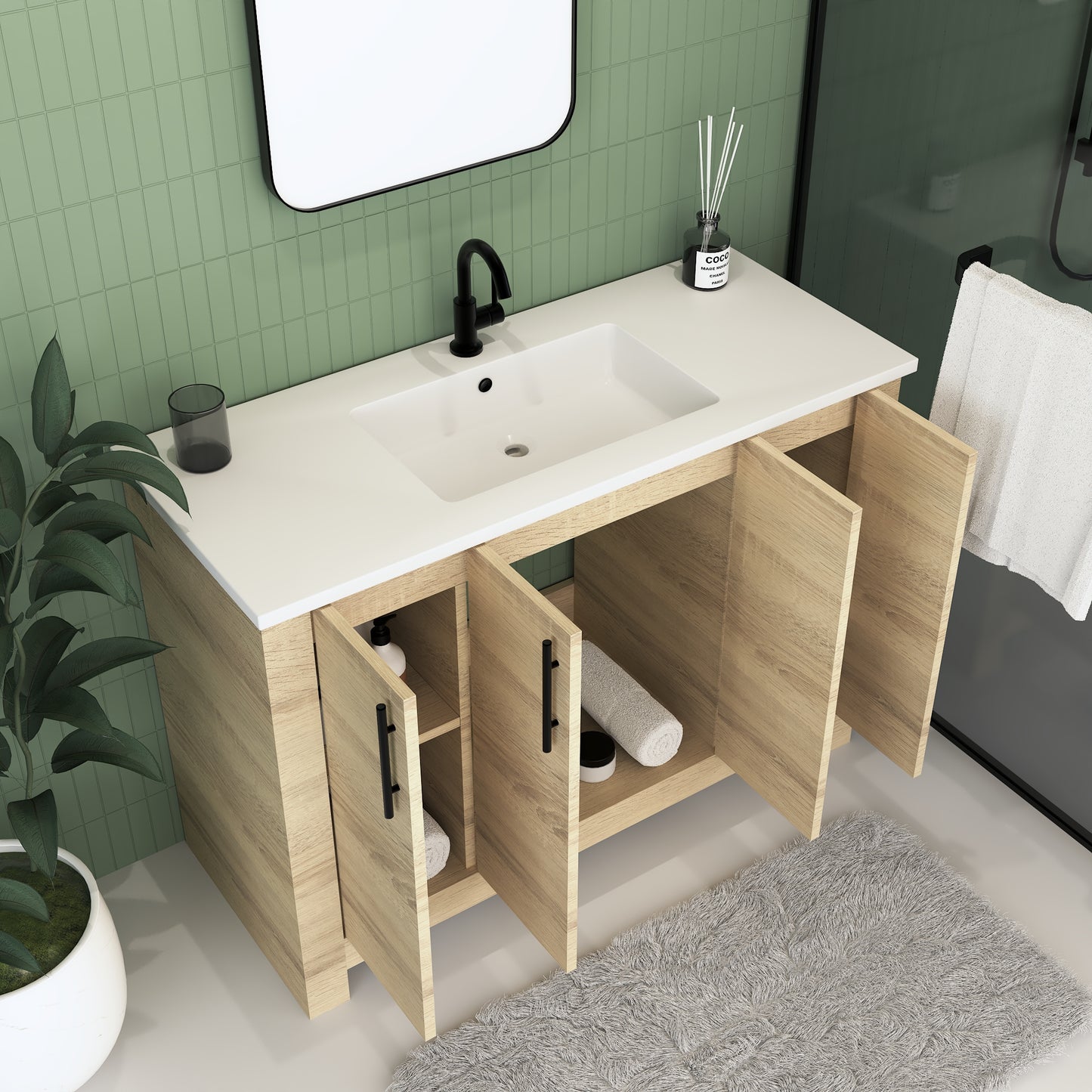 Austin 48" Bathroom Vanity with Acrylic integrated counter top