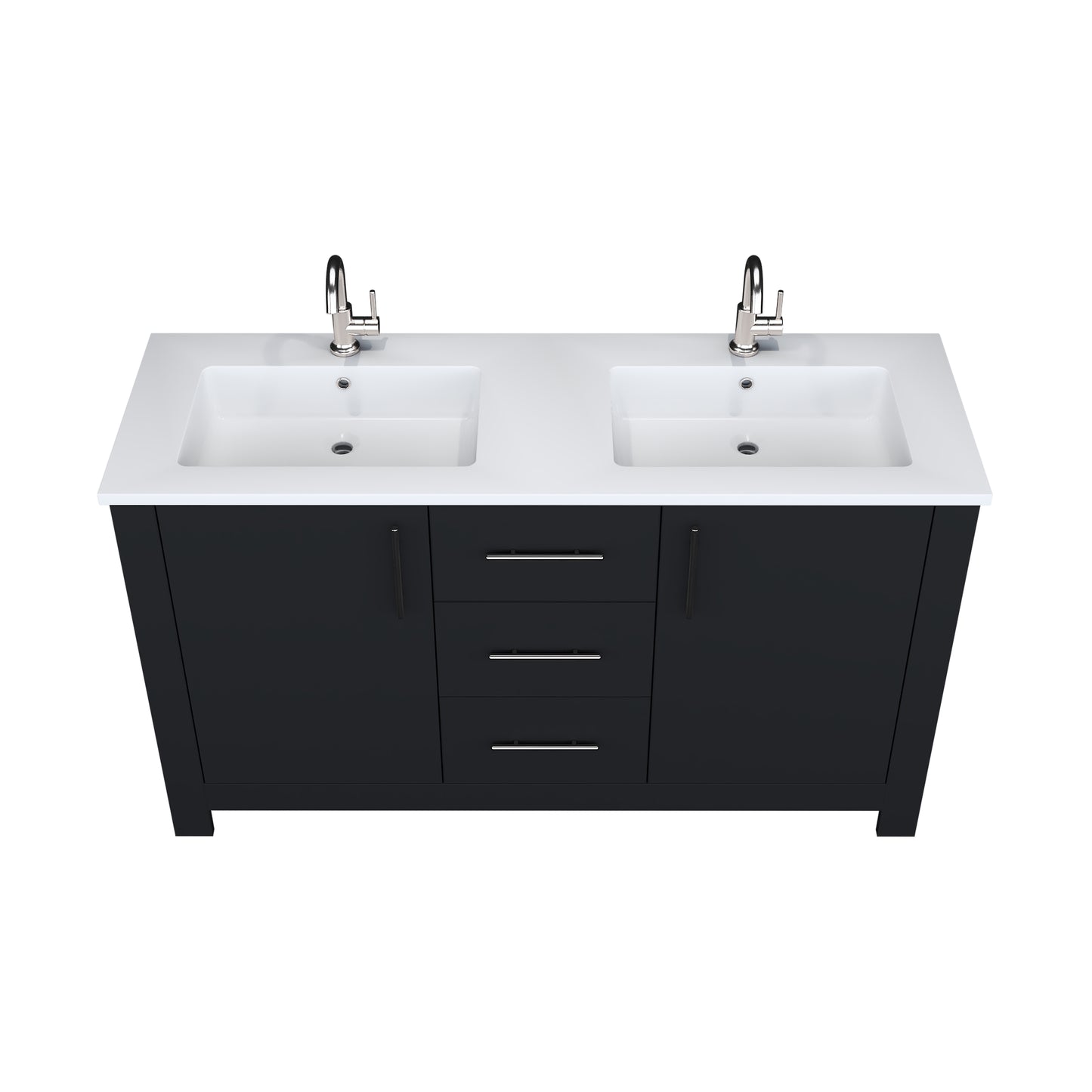 Austin 60" Double Sink Bathroom Vanity with Acrylic integrated counter top