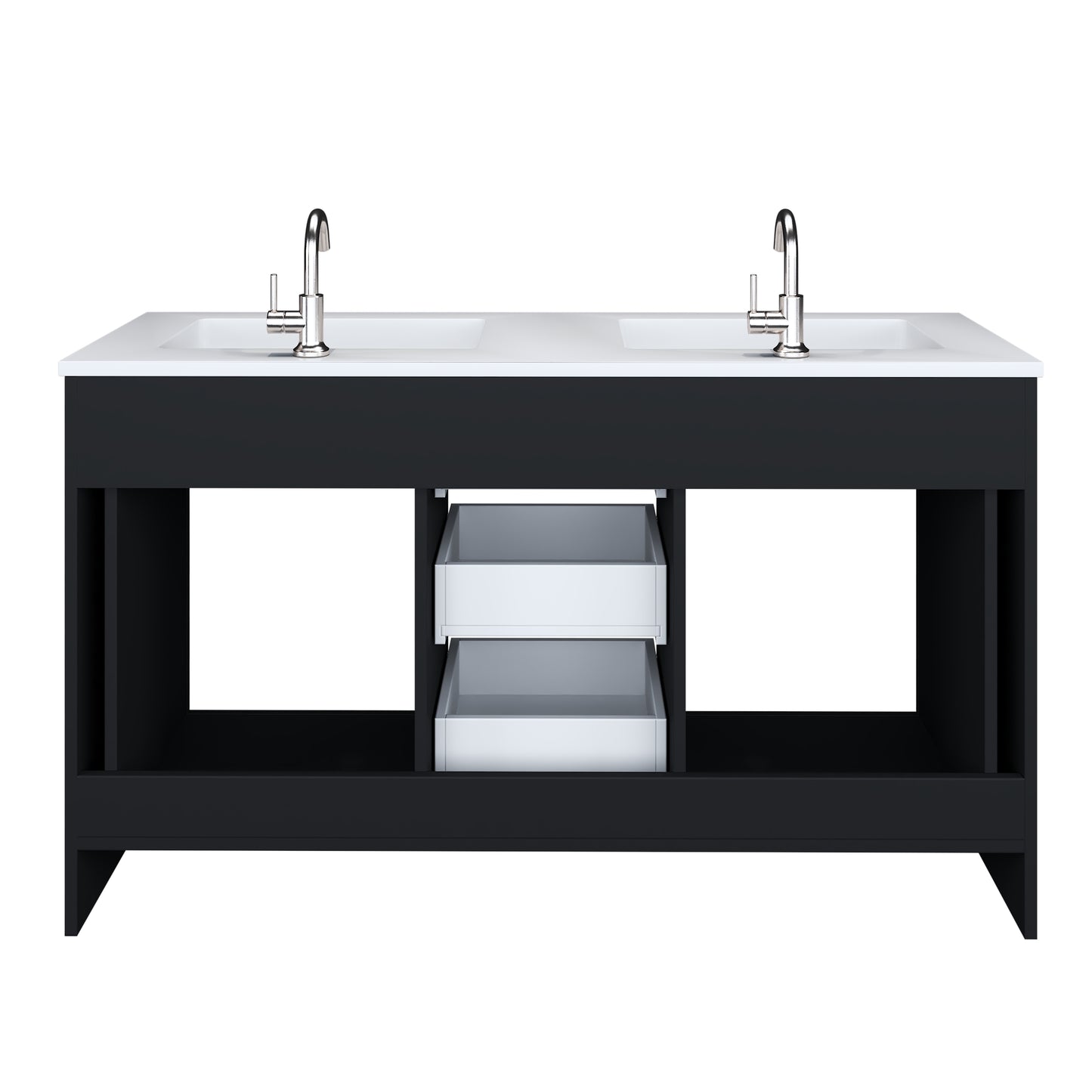 Austin 60" Double Sink Bathroom Vanity with Acrylic integrated counter top