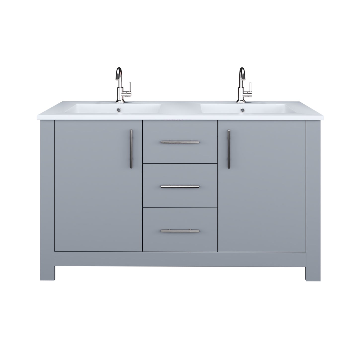 Austin 60" Double Sink Bathroom Vanity with Acrylic integrated counter top