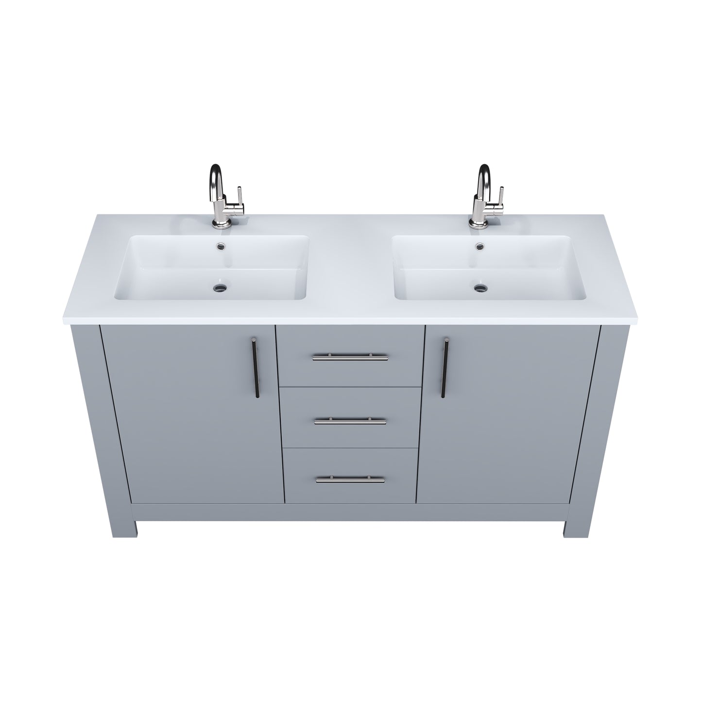 Austin 60" Double Sink Bathroom Vanity with Acrylic integrated counter top