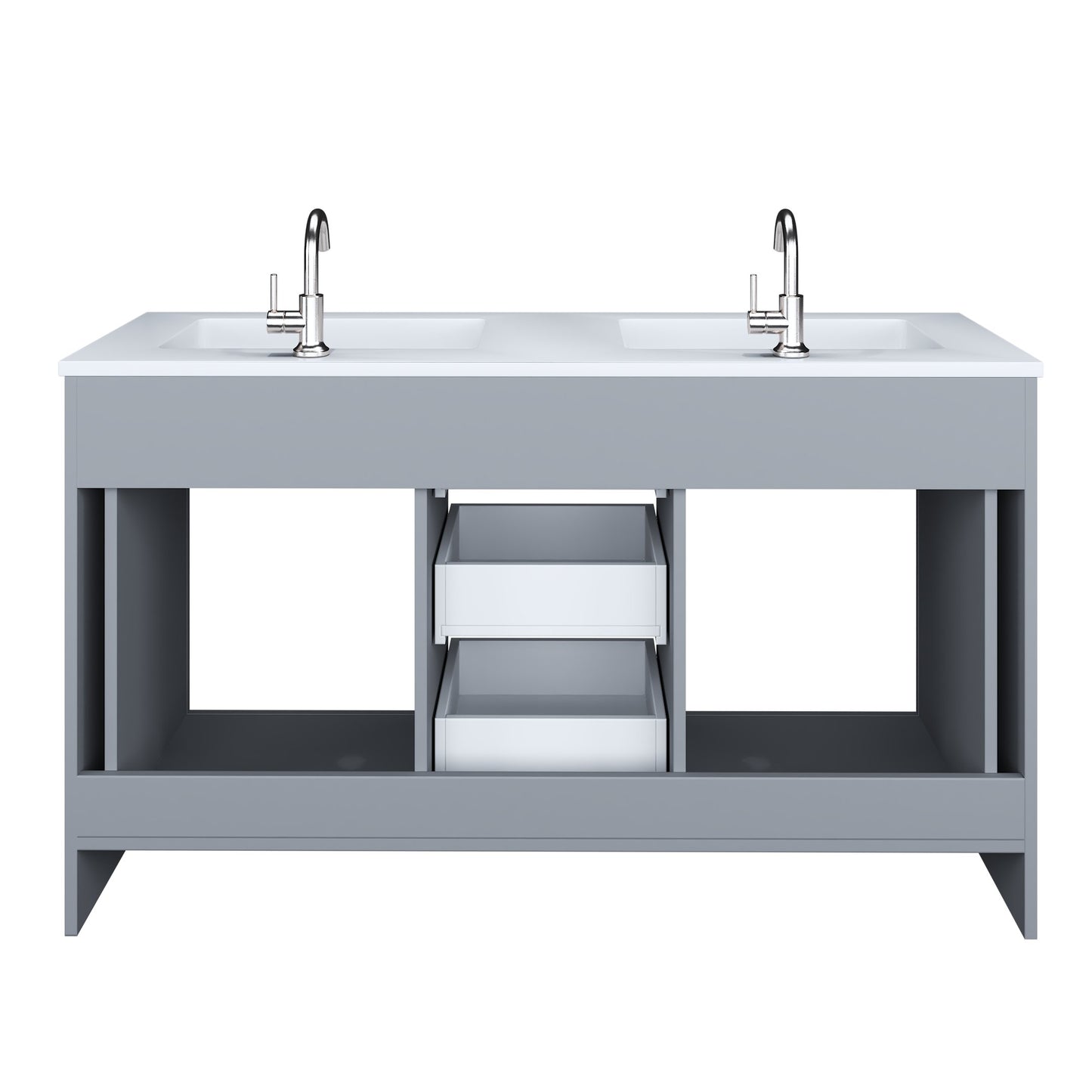 Austin 60" Double Sink Bathroom Vanity with Acrylic integrated counter top