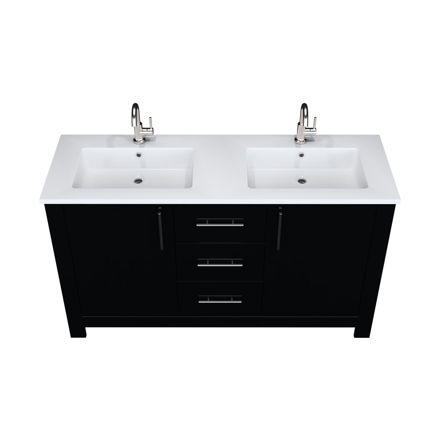 Austin 60" Double Sink Bathroom Vanity with Acrylic integrated counter top