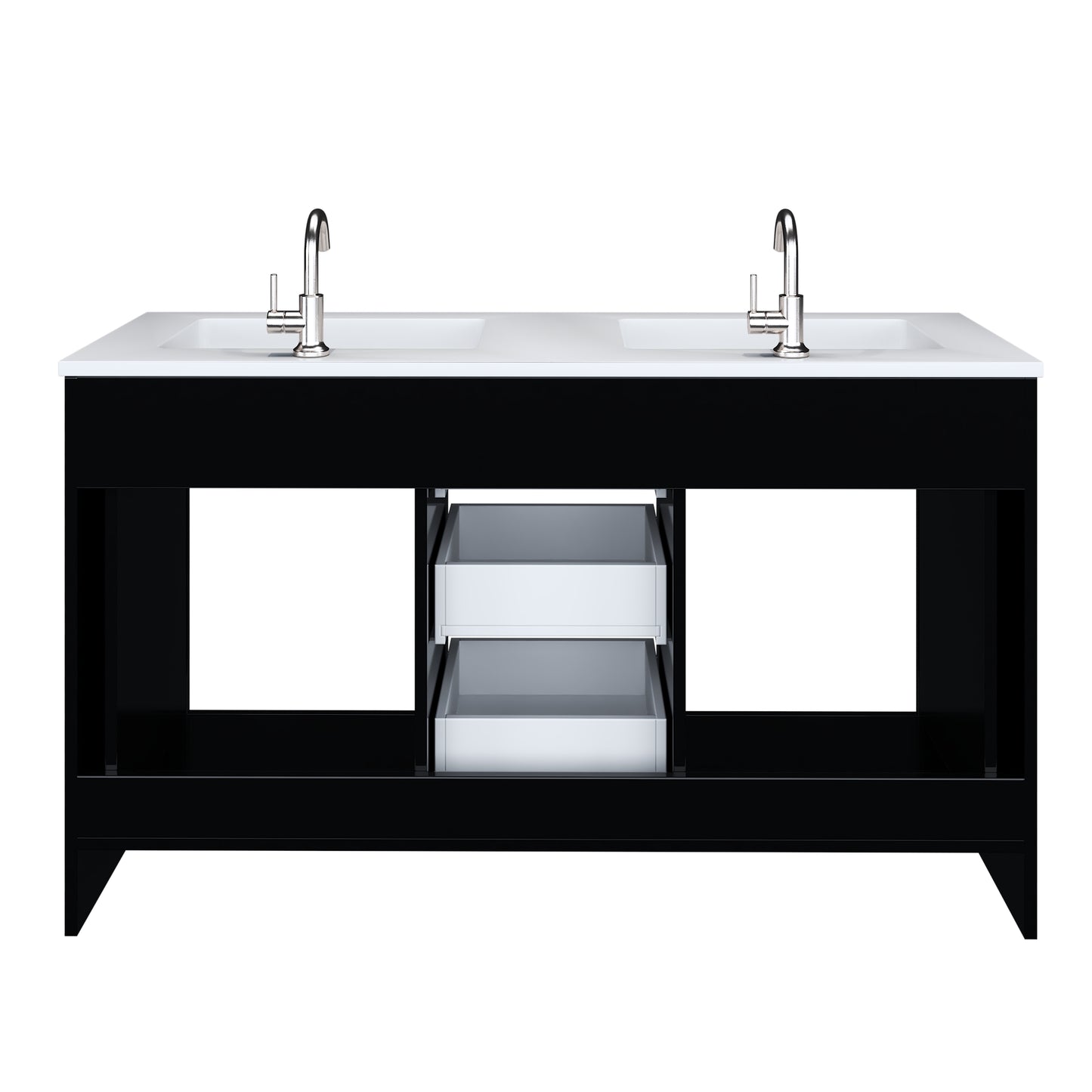 Austin 60" Double Sink Bathroom Vanity with Acrylic integrated counter top