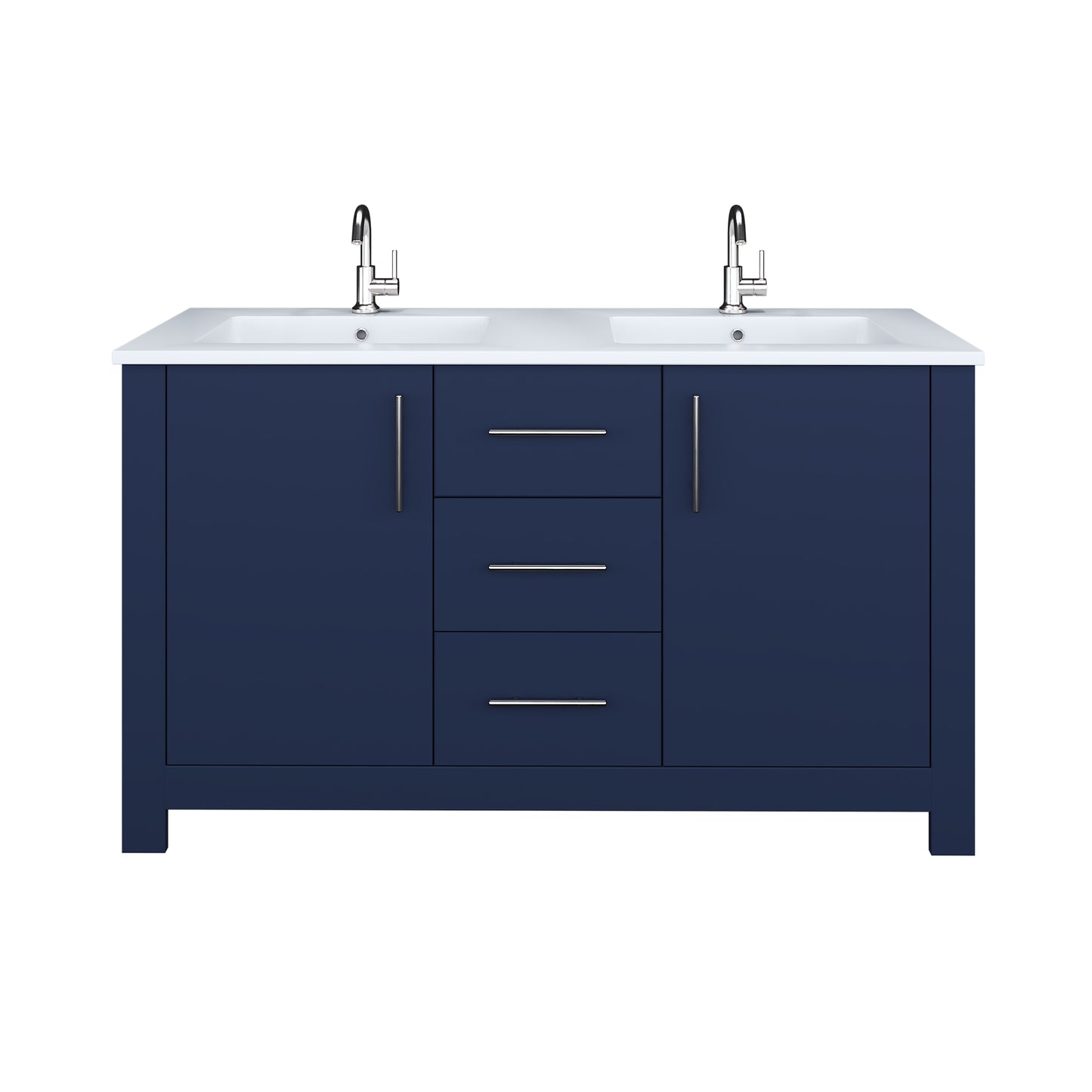 Austin 60" Double Sink Bathroom Vanity with Acrylic integrated counter top