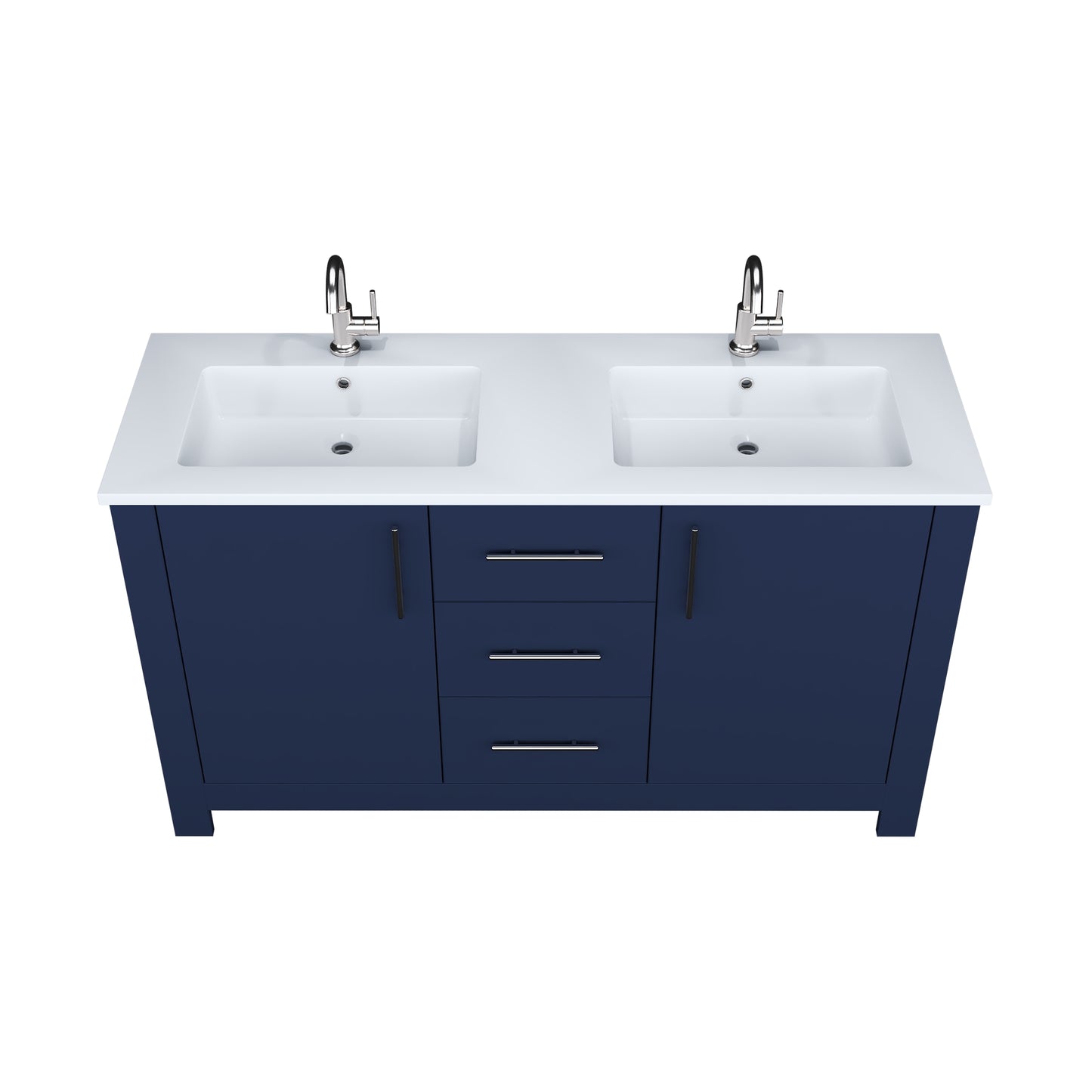 Austin 60" Double Sink Bathroom Vanity with Acrylic integrated counter top